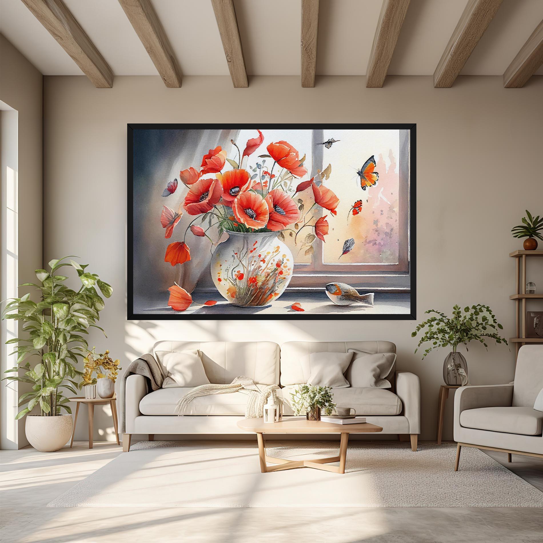 Leinwandbild Poppies Vase mockup 6