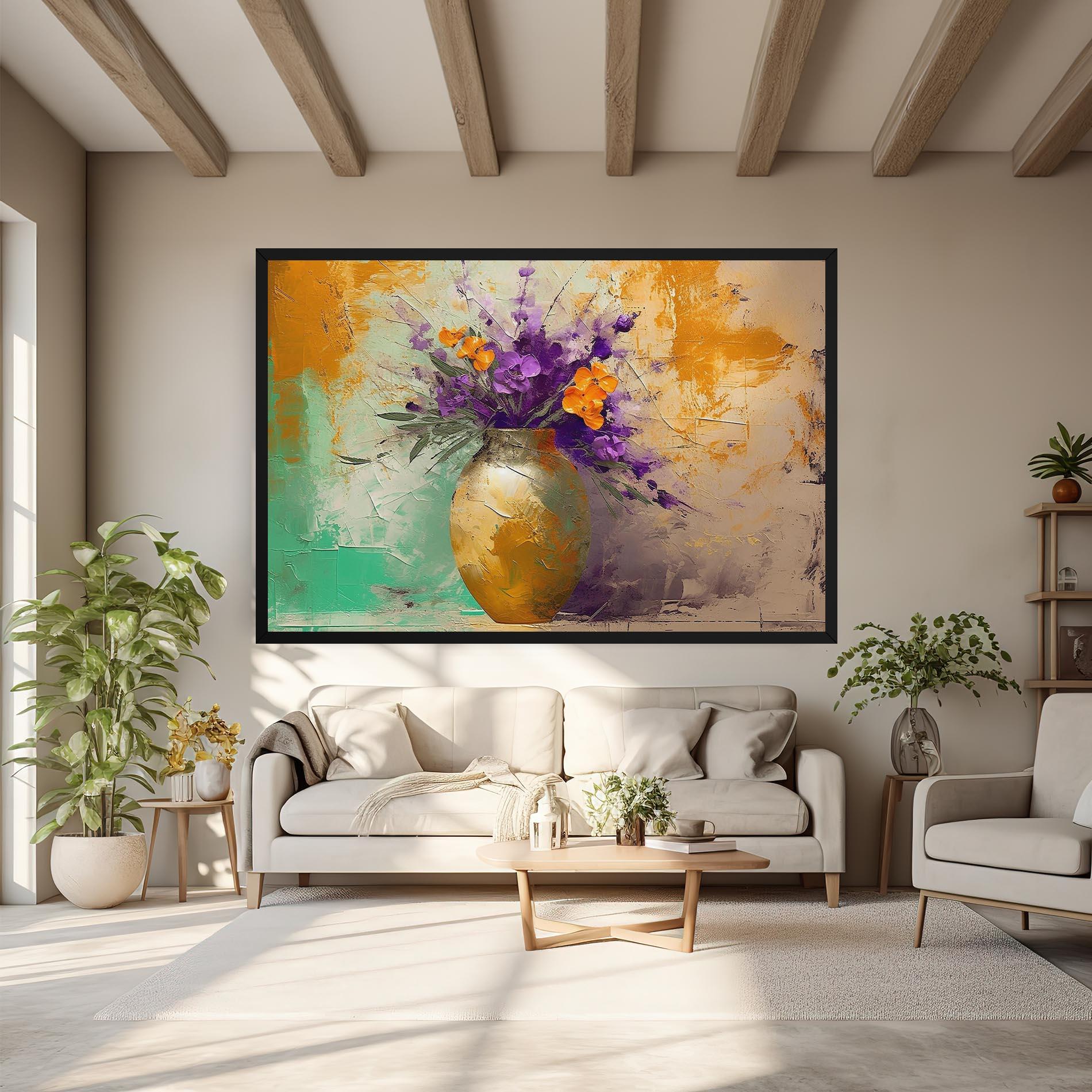 Leinwandbild Purple Orange Plant Vase mockup 6