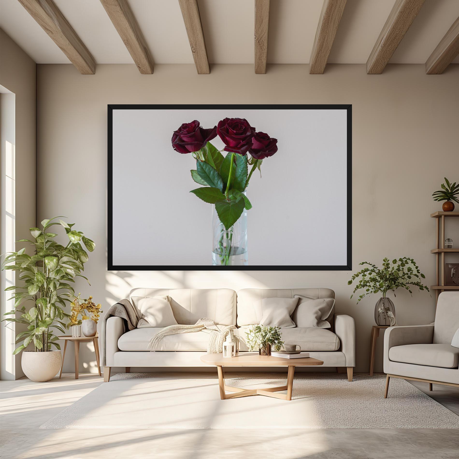 Leinwandbild Red Roses Vase mockup 6