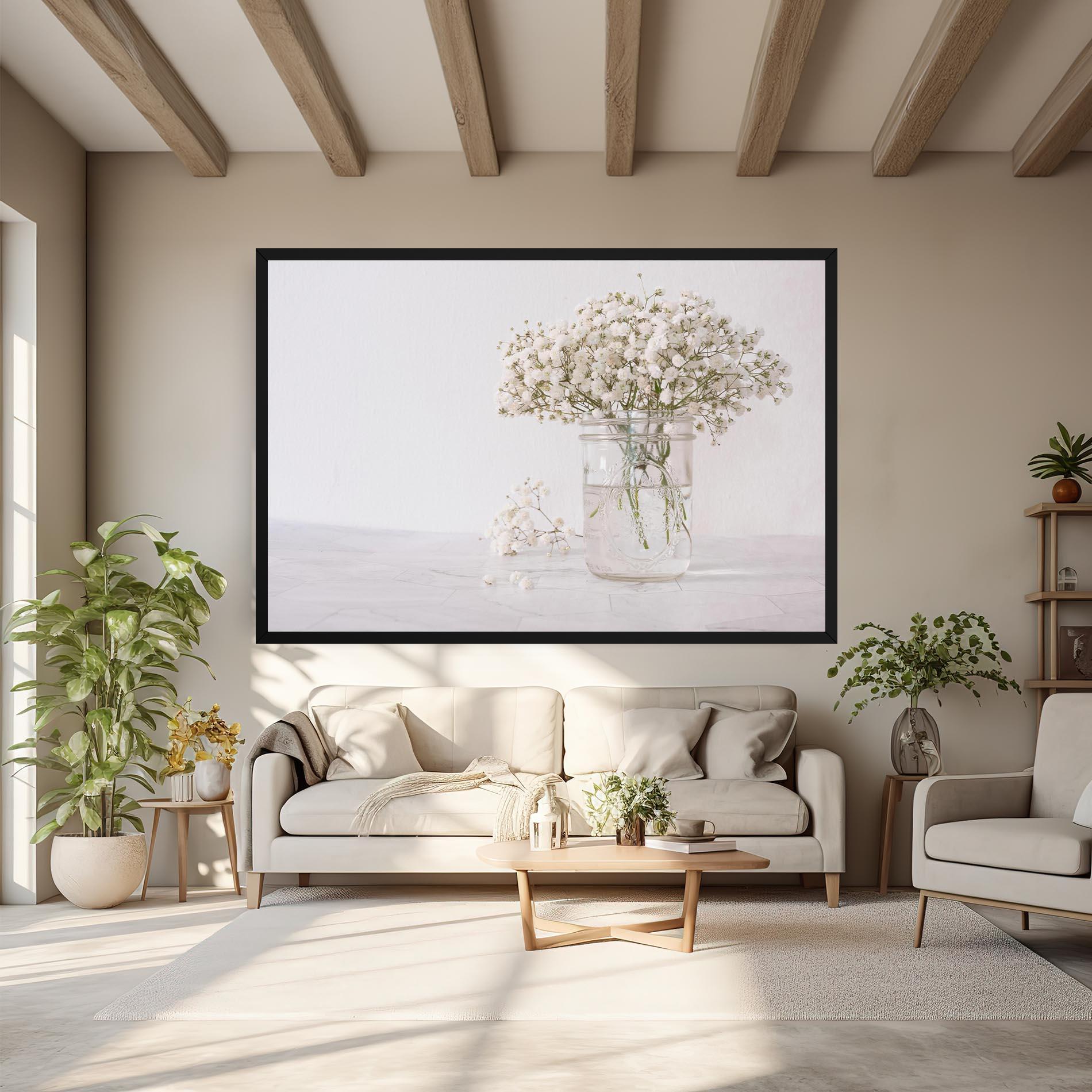 Leinwandbild White Tiny Flower Vase mockup 6