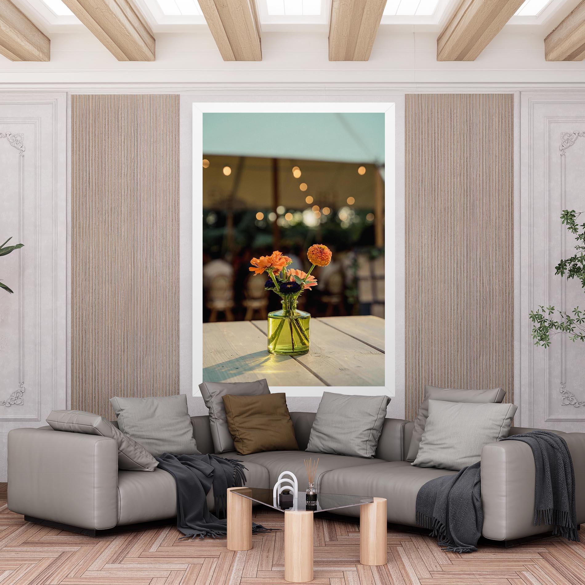 Leinwandbild Orange Flowers Vase mockup 6