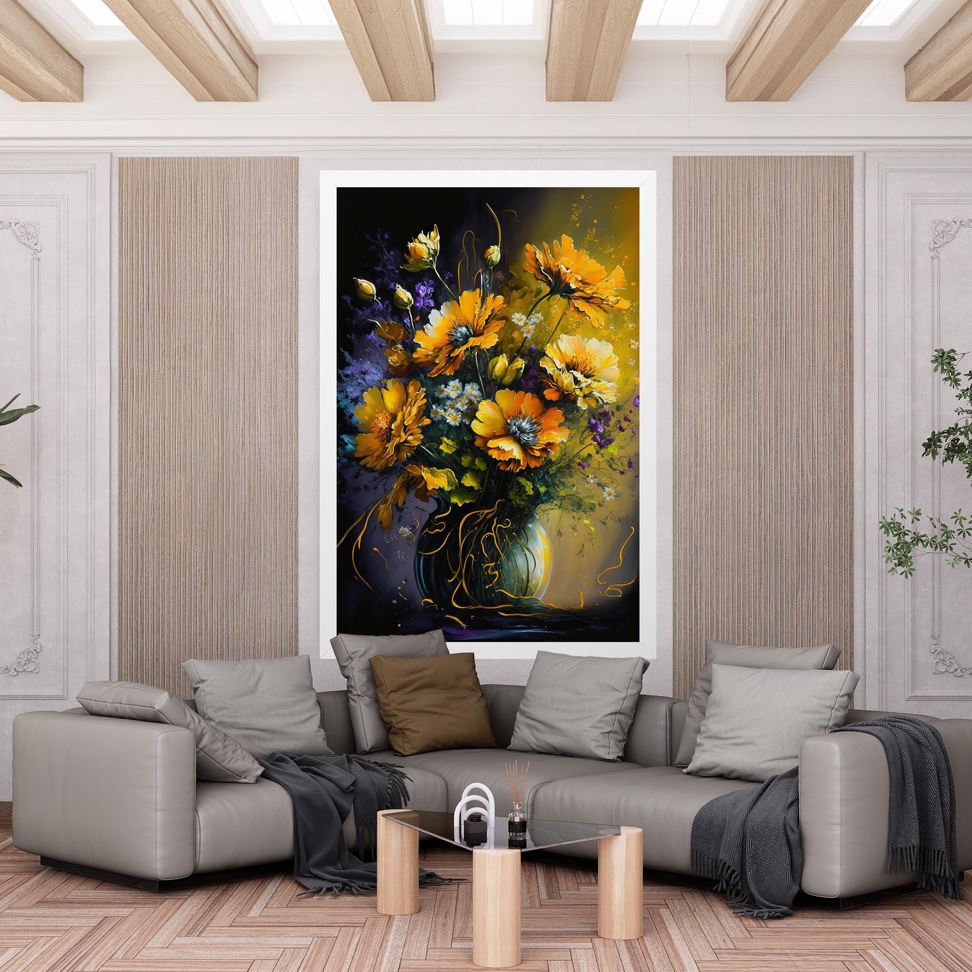 Yellow Flower Art Vase mockup 6