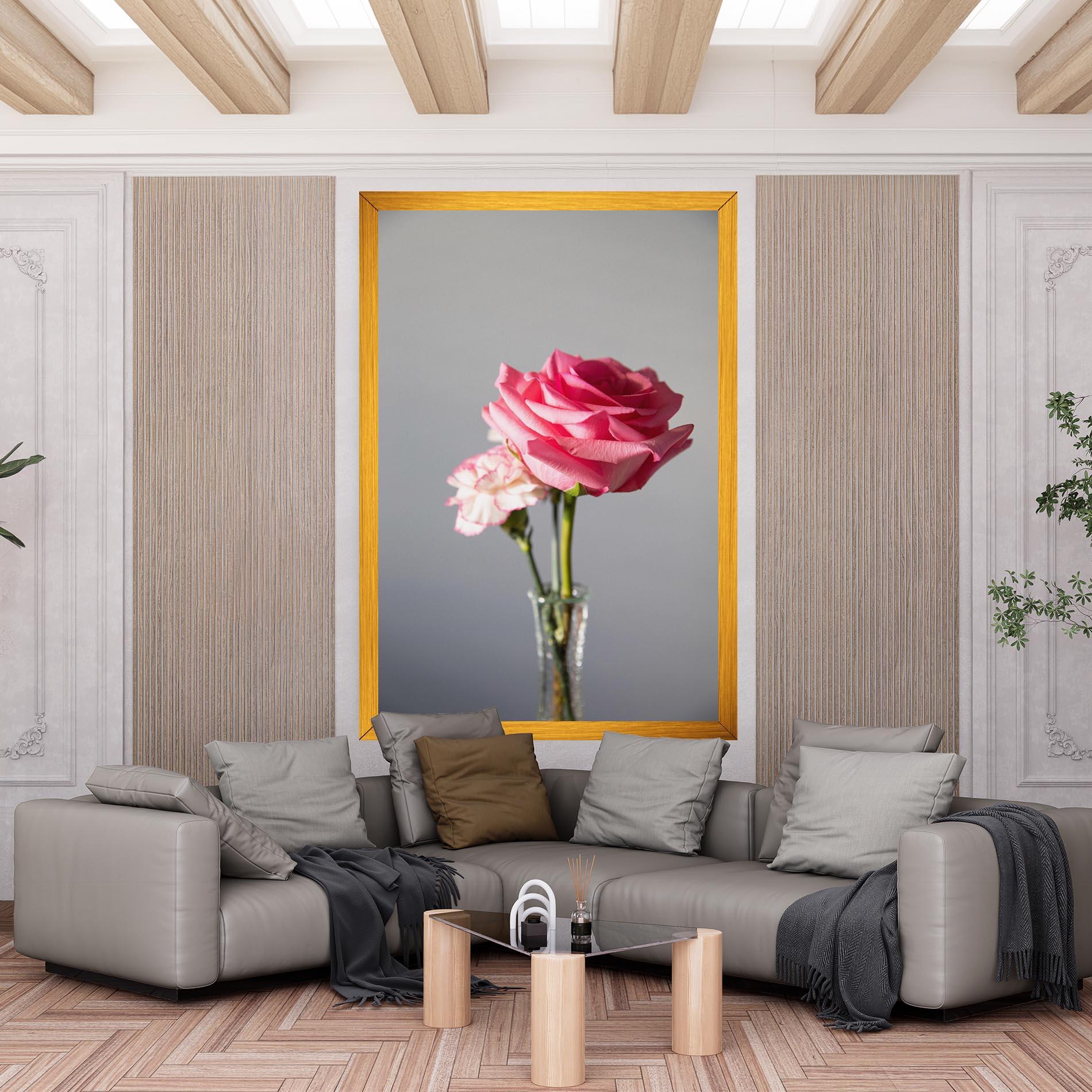 Leinwandbild Big Pink Rose Vase mockup 6