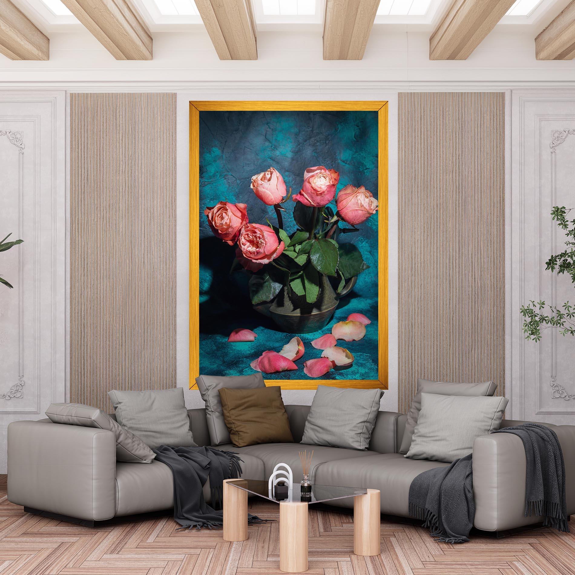 Leinwandbild Bouquet Roses Vase mockup 6