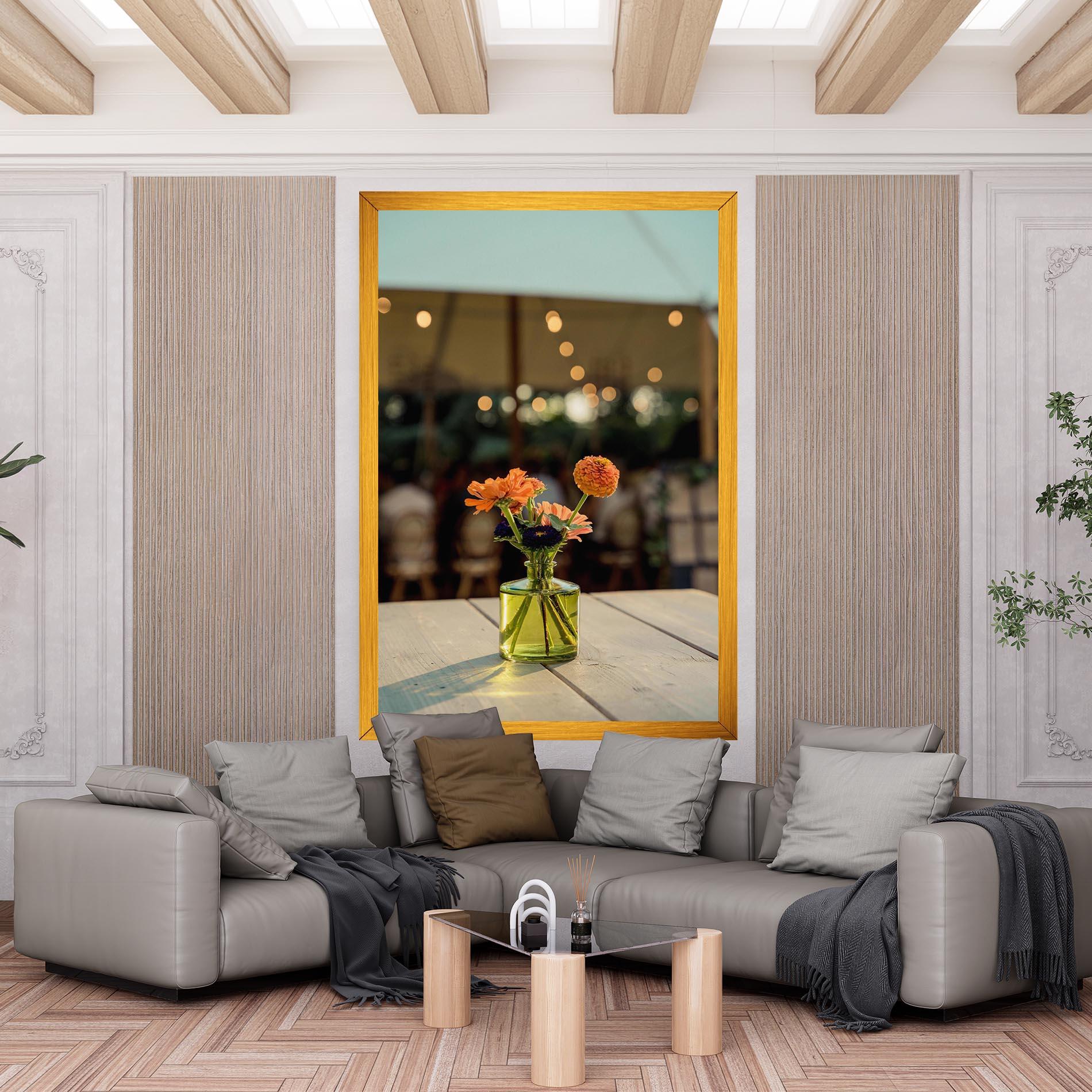 Leinwandbild Orange Flowers Vase mockup 6