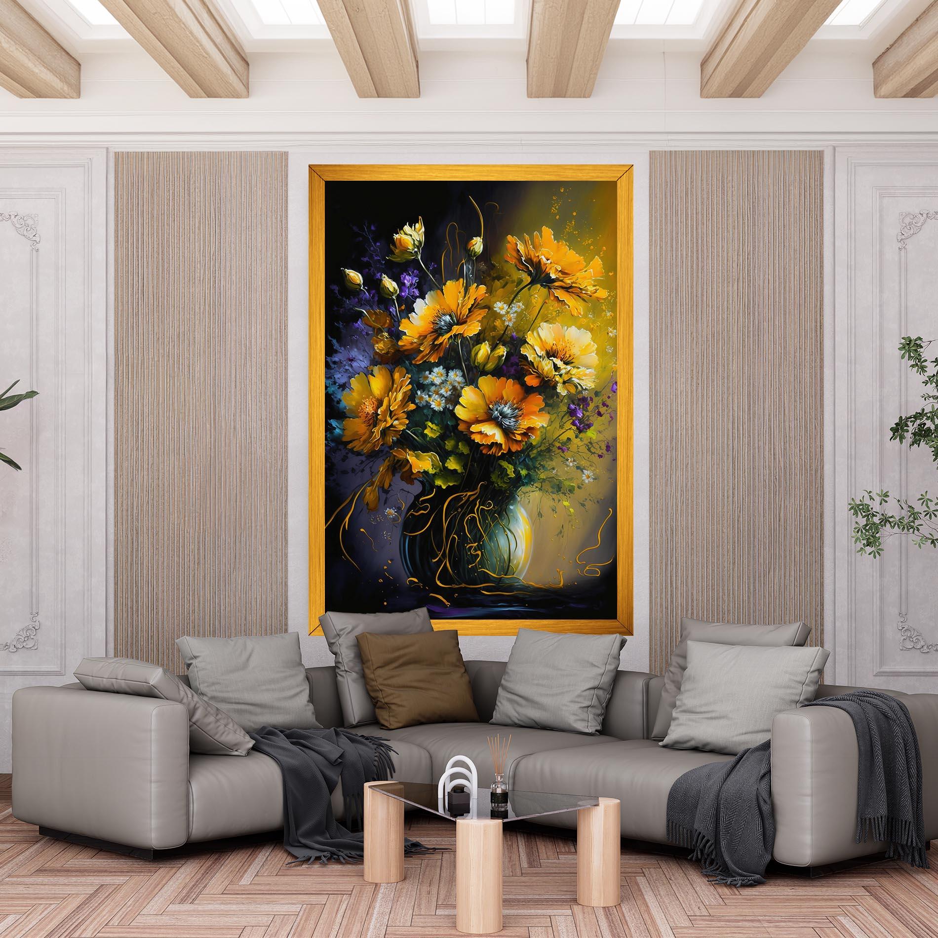 Leinwandbild Yellow Flower Art Vase mockup 6