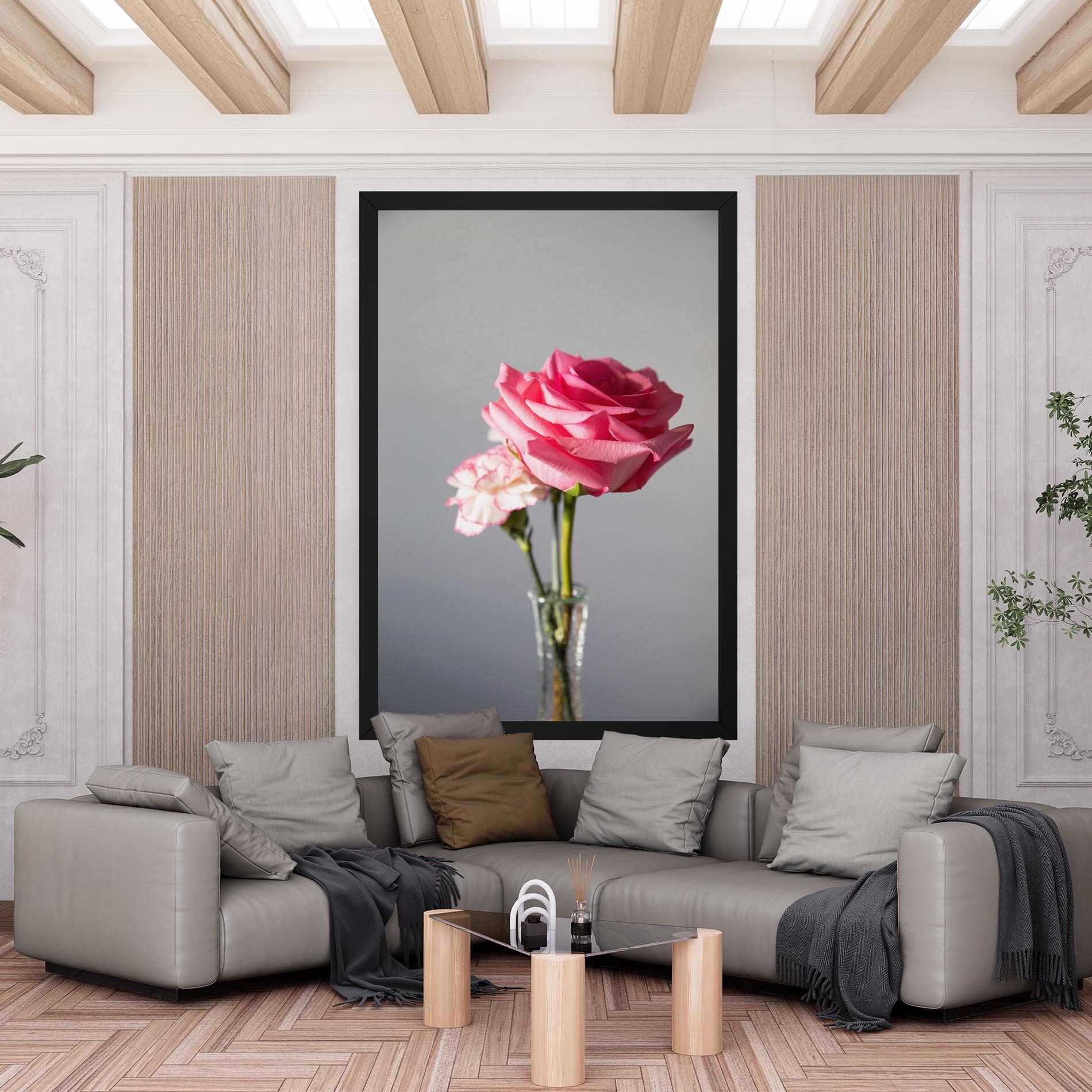Leinwandbild Big Pink Rose Vase mockup 6