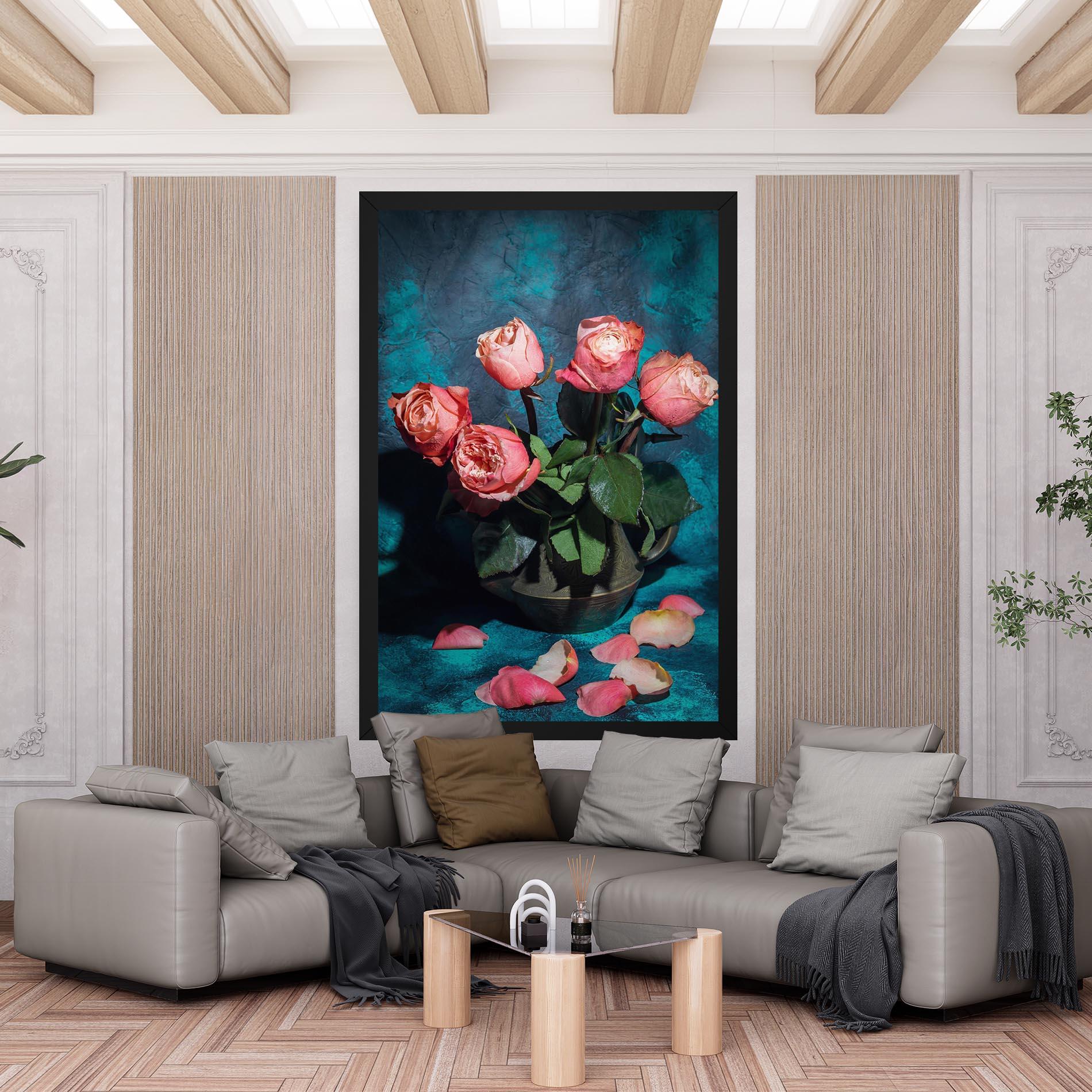 Leinwandbild Bouquet Roses Vase mockup 6