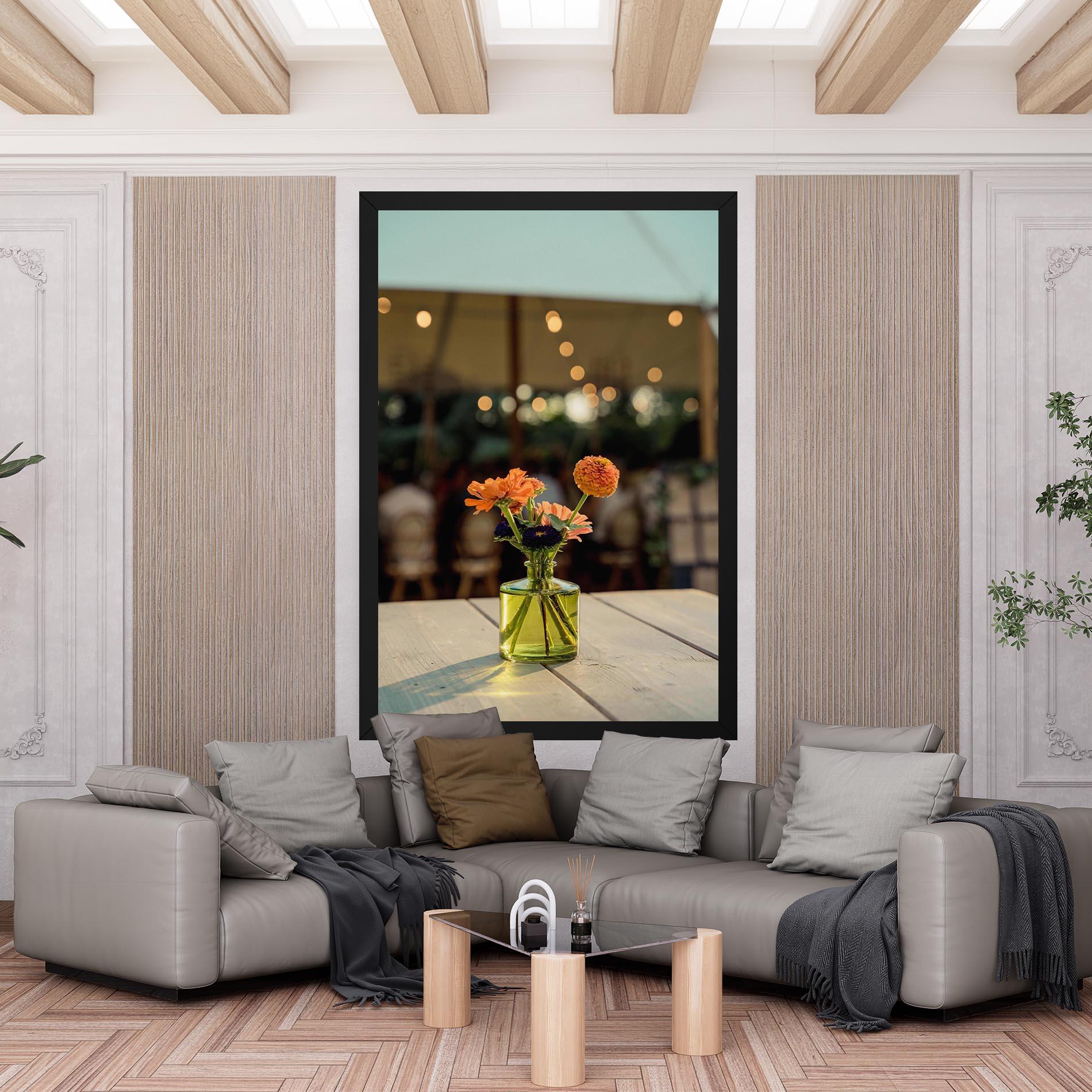 Leinwandbild Orange Flowers Vase mockup 6