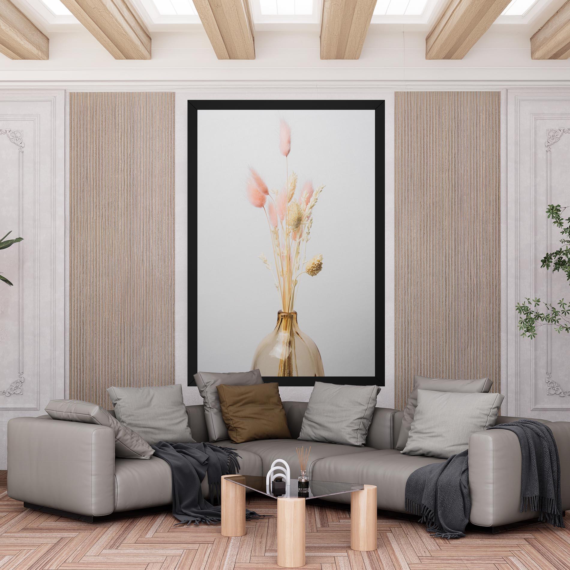 Leinwandbild Pink Cream Flower Vase mockup 6
