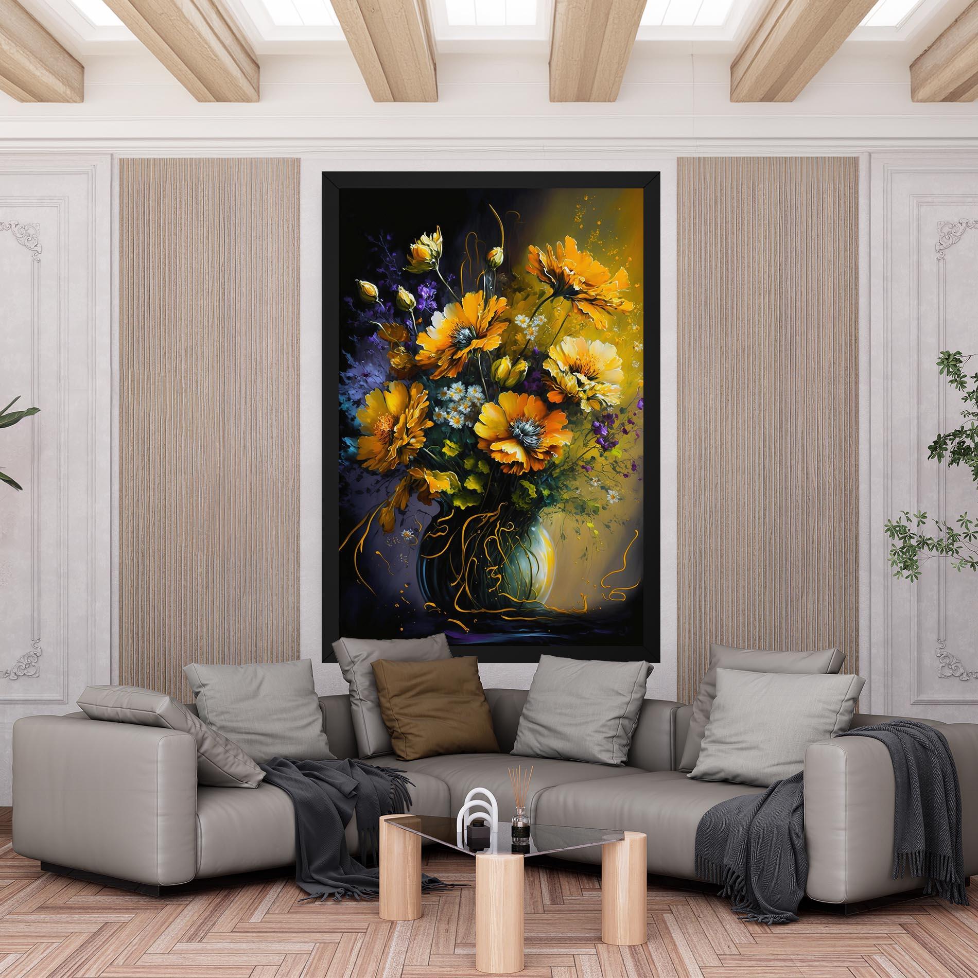 Leinwandbild Yellow Flower Art Vase mockup 6