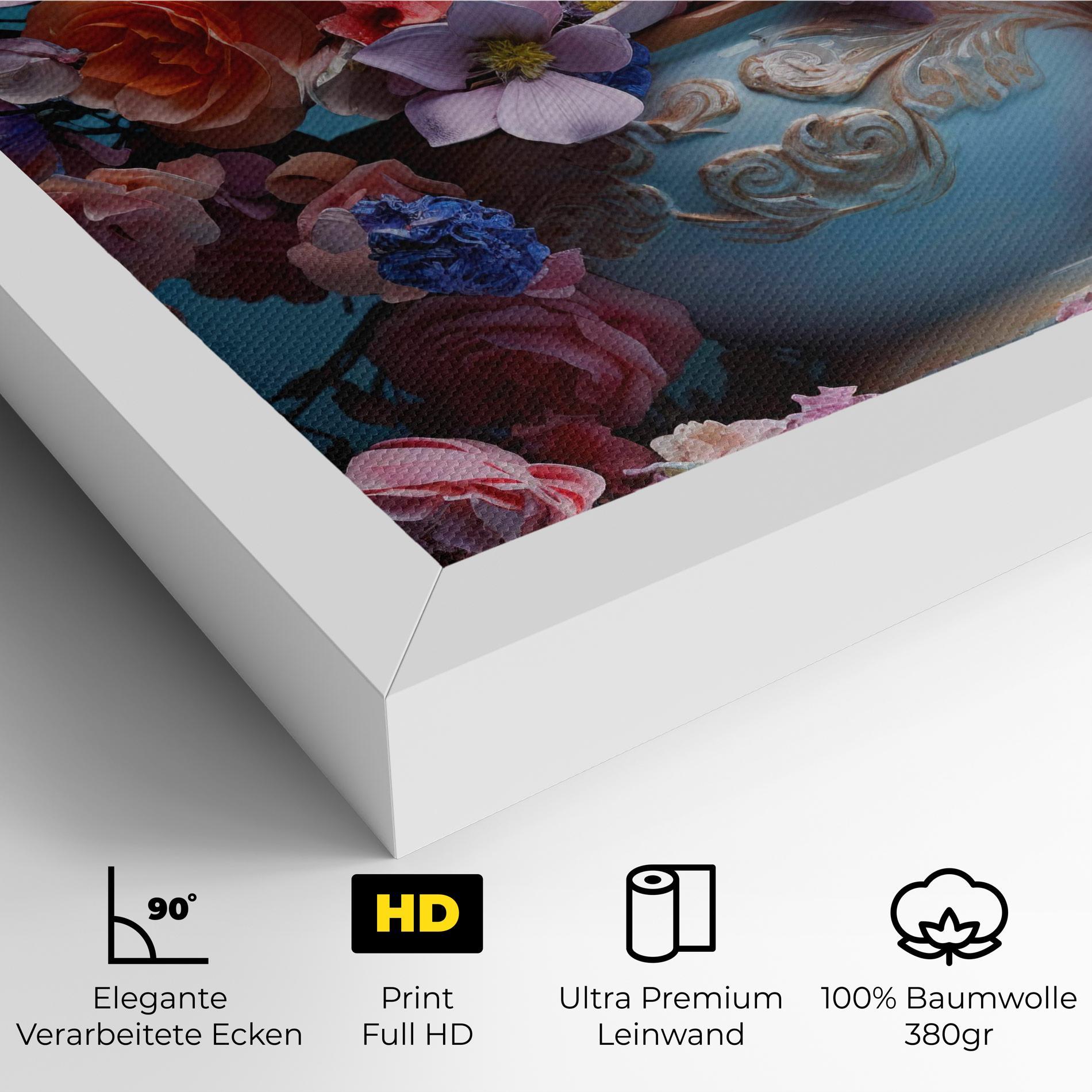 Leinwandbild Blue Vase Flowers mockup 4