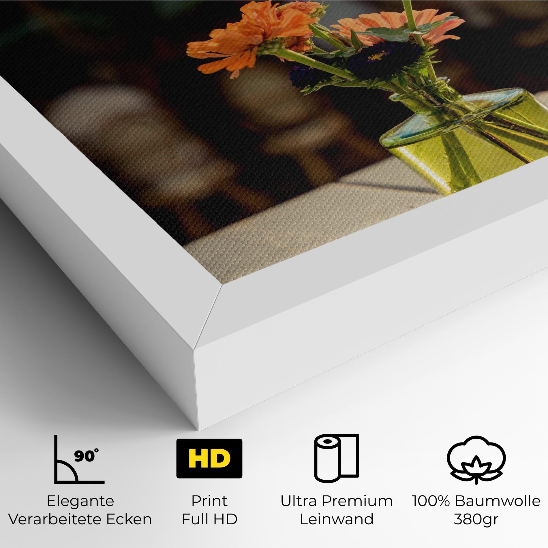 Leinwandbild Orange Flowers Vase mockup 4