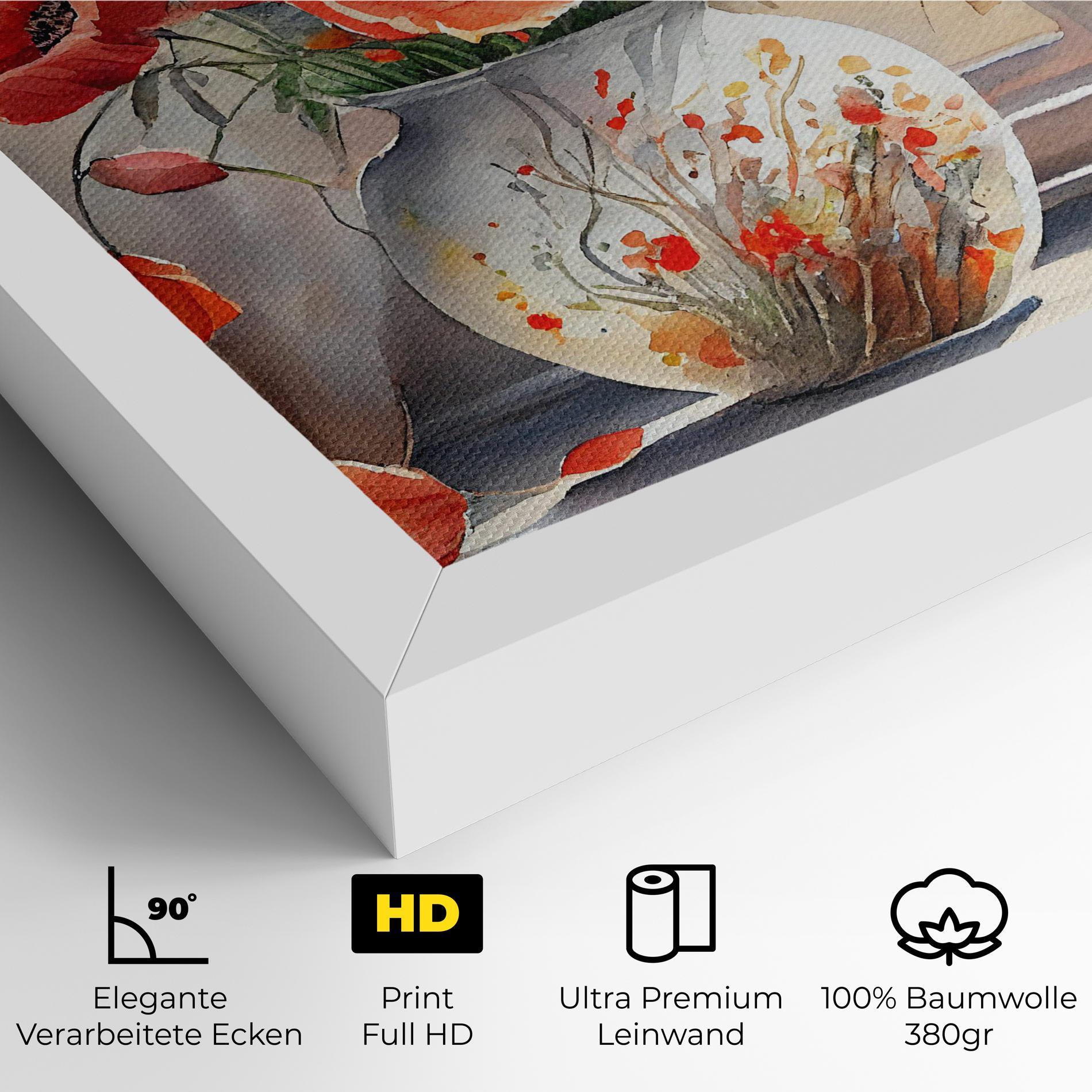 Leinwandbild Poppies Vase mockup 4