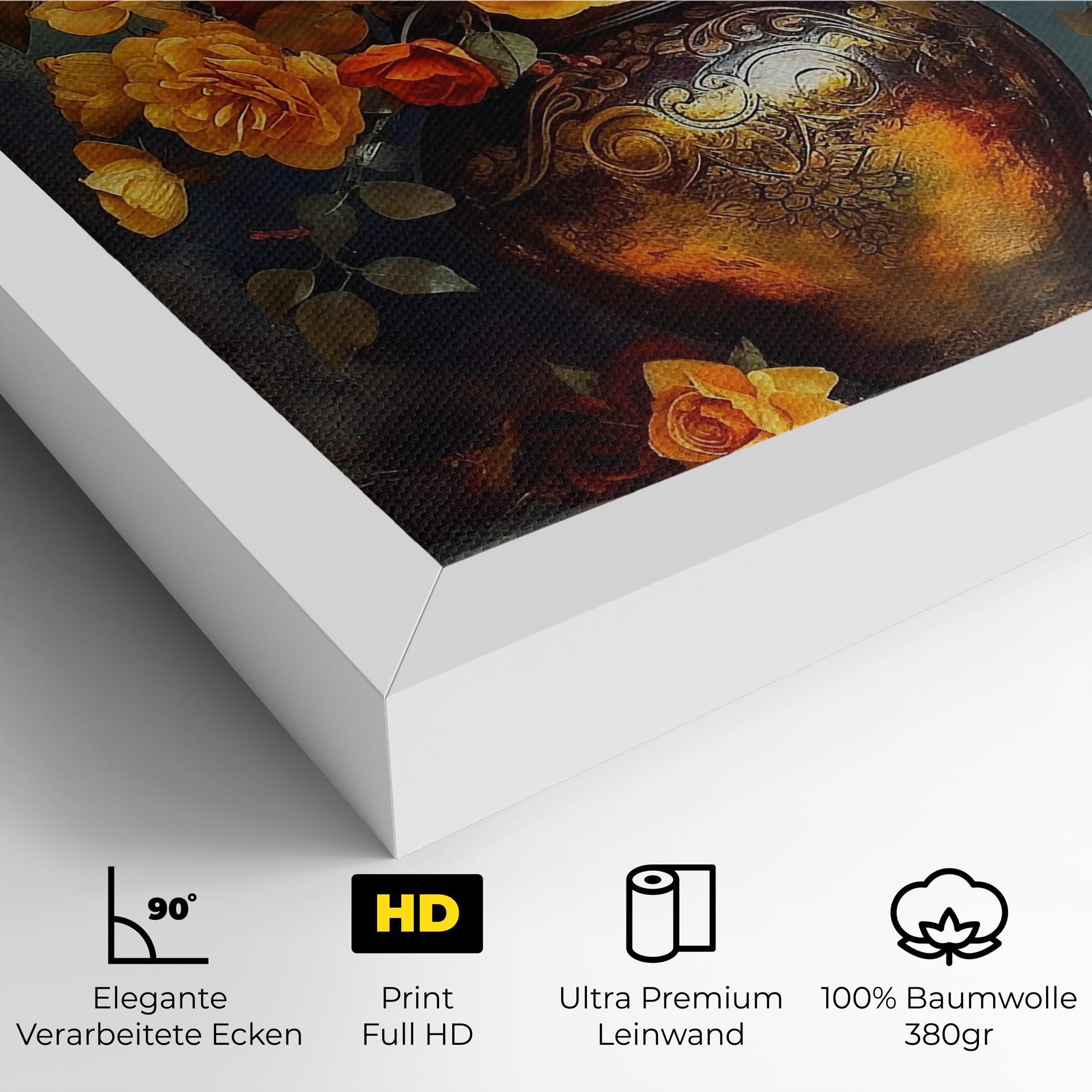 Leinwandbild Red Orange Flower Vase mockup 4