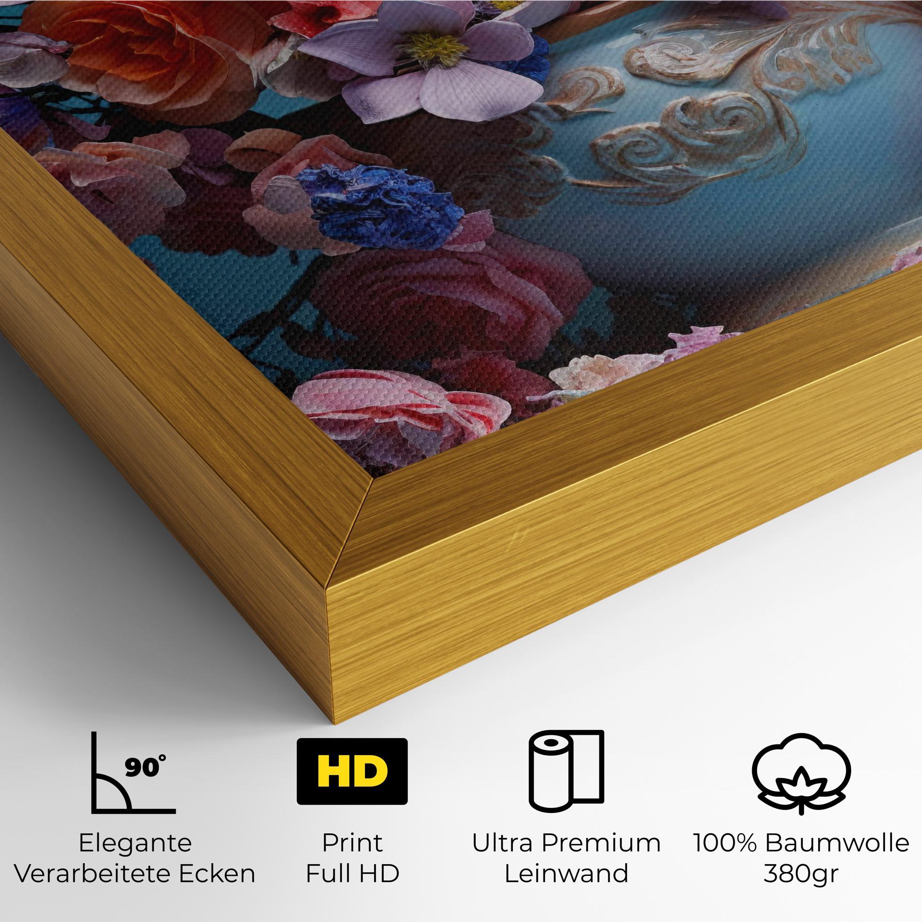 Leinwandbild Blue Vase Flowers mockup 4
