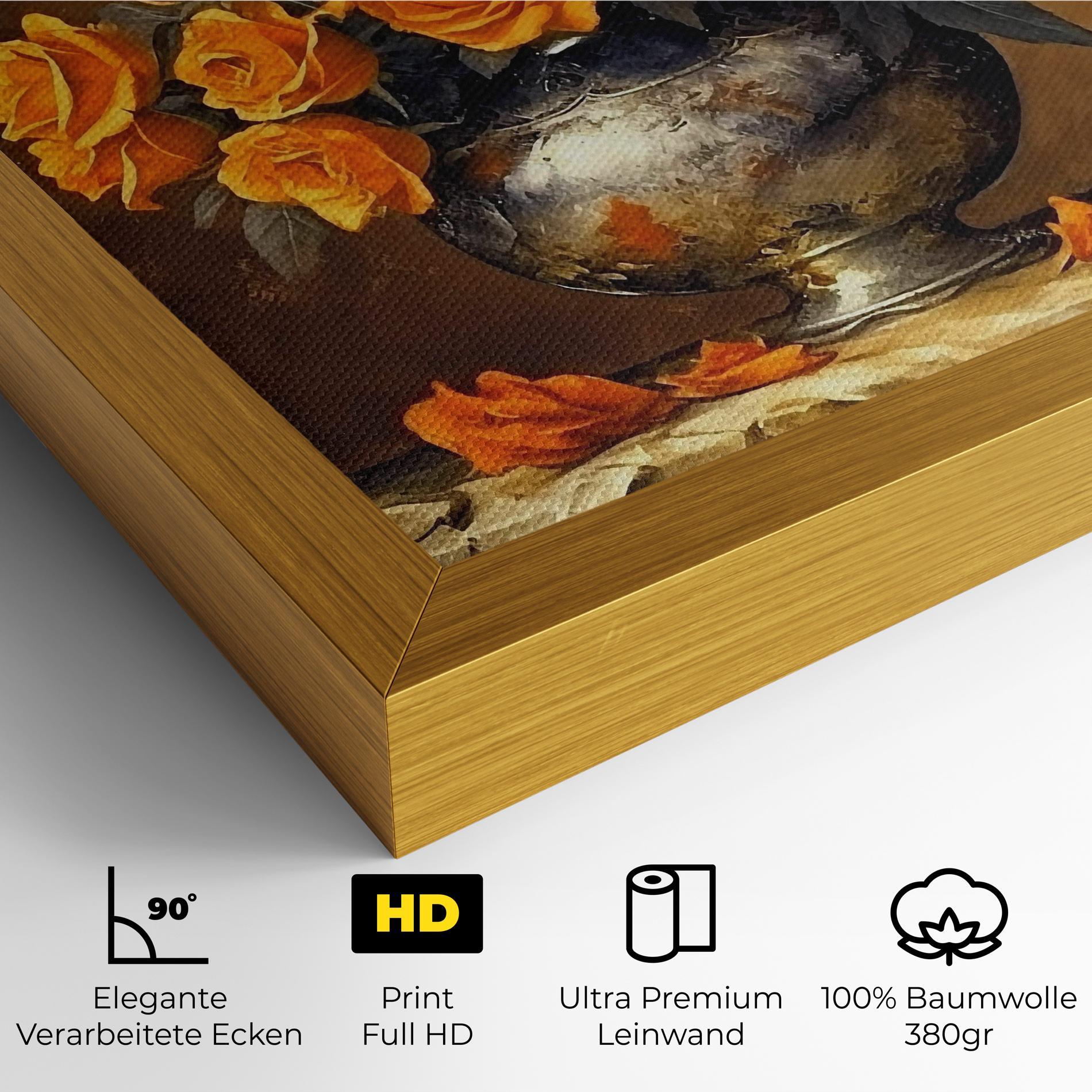Leinwandbild Orange Rose Vase mockup 4