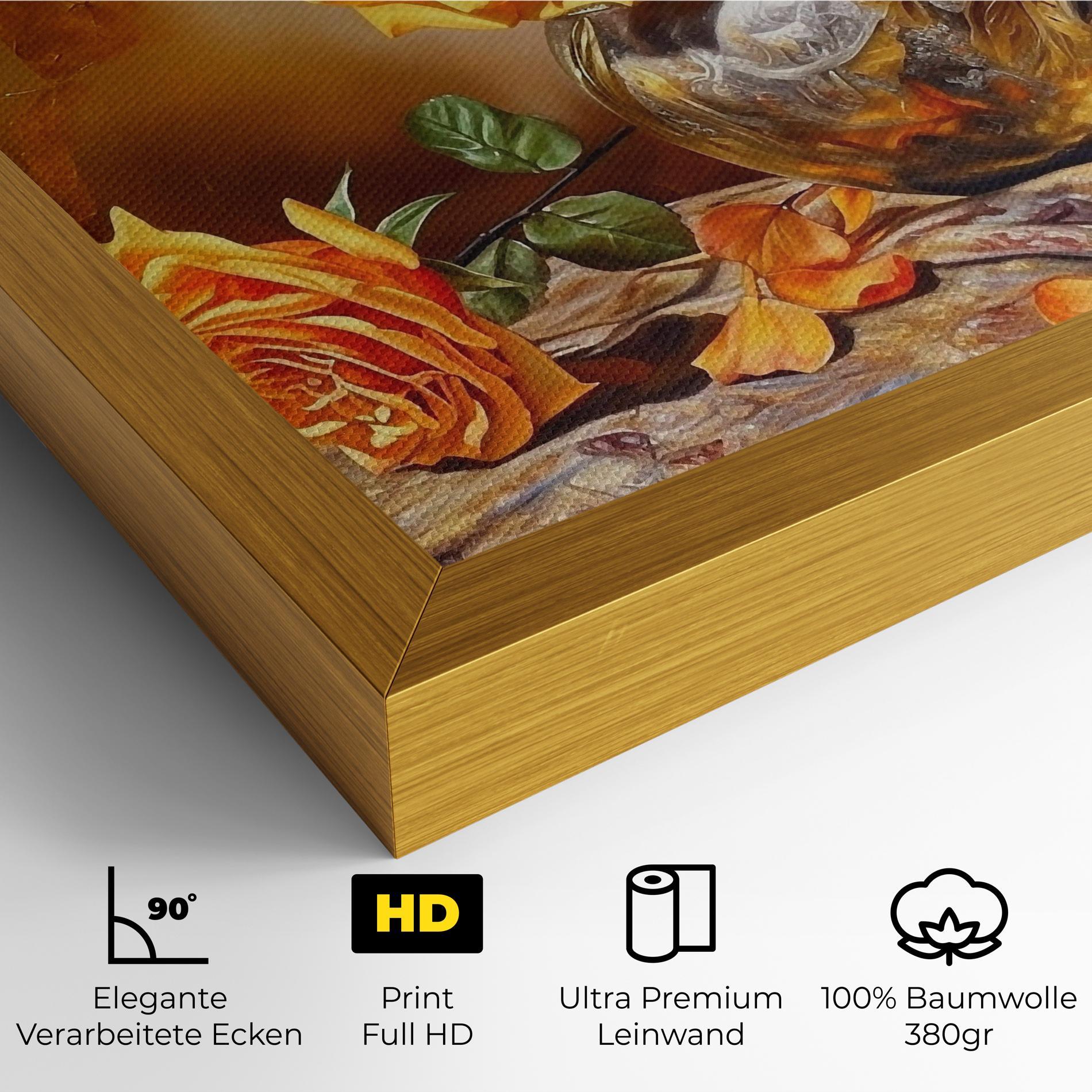 Leinwandbild Orange Roses Vase mockup 4