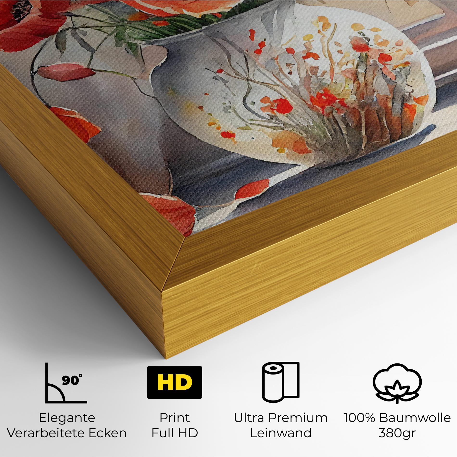 Leinwandbild Poppies Vase mockup 4