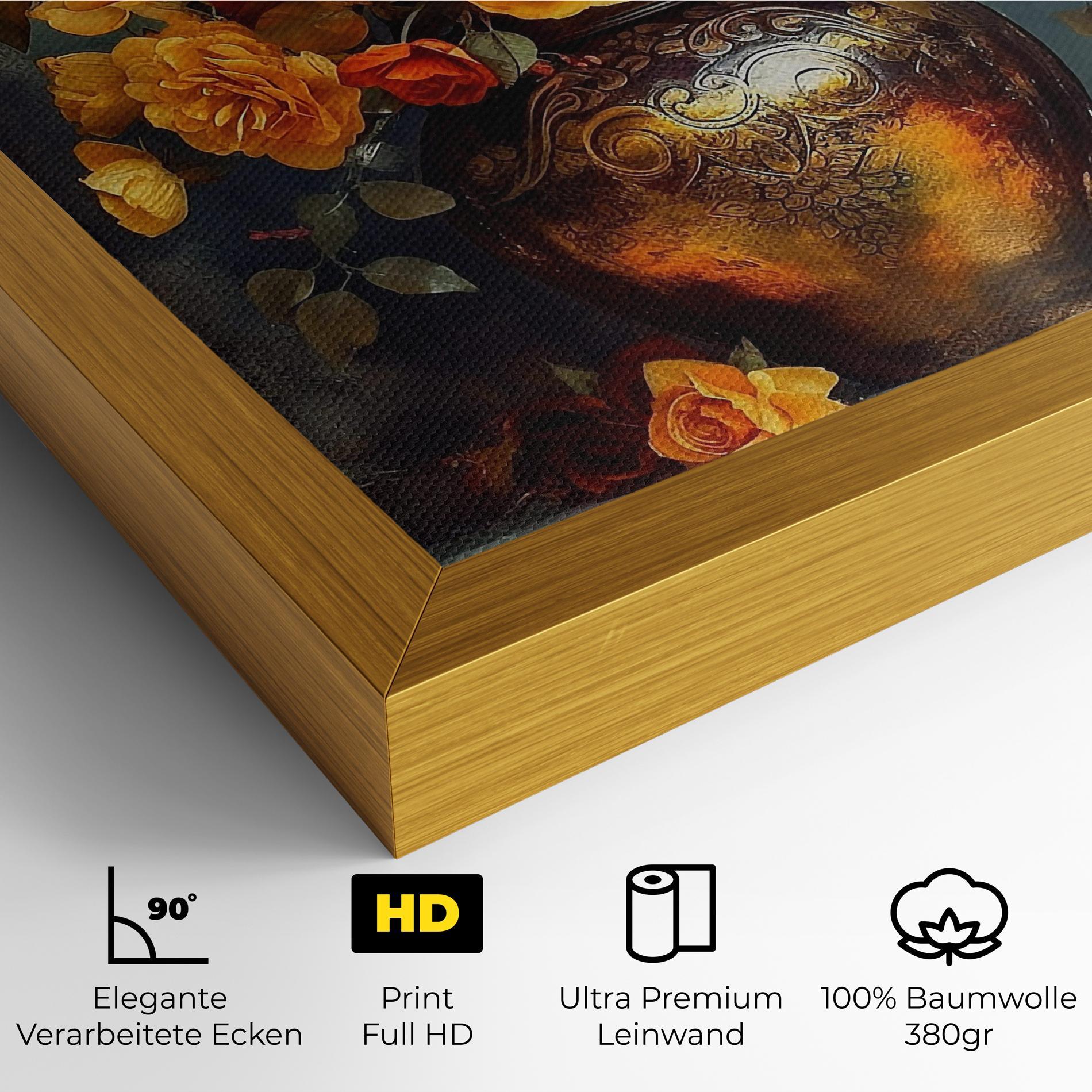 Leinwandbild Red Orange Flower Vase mockup 4