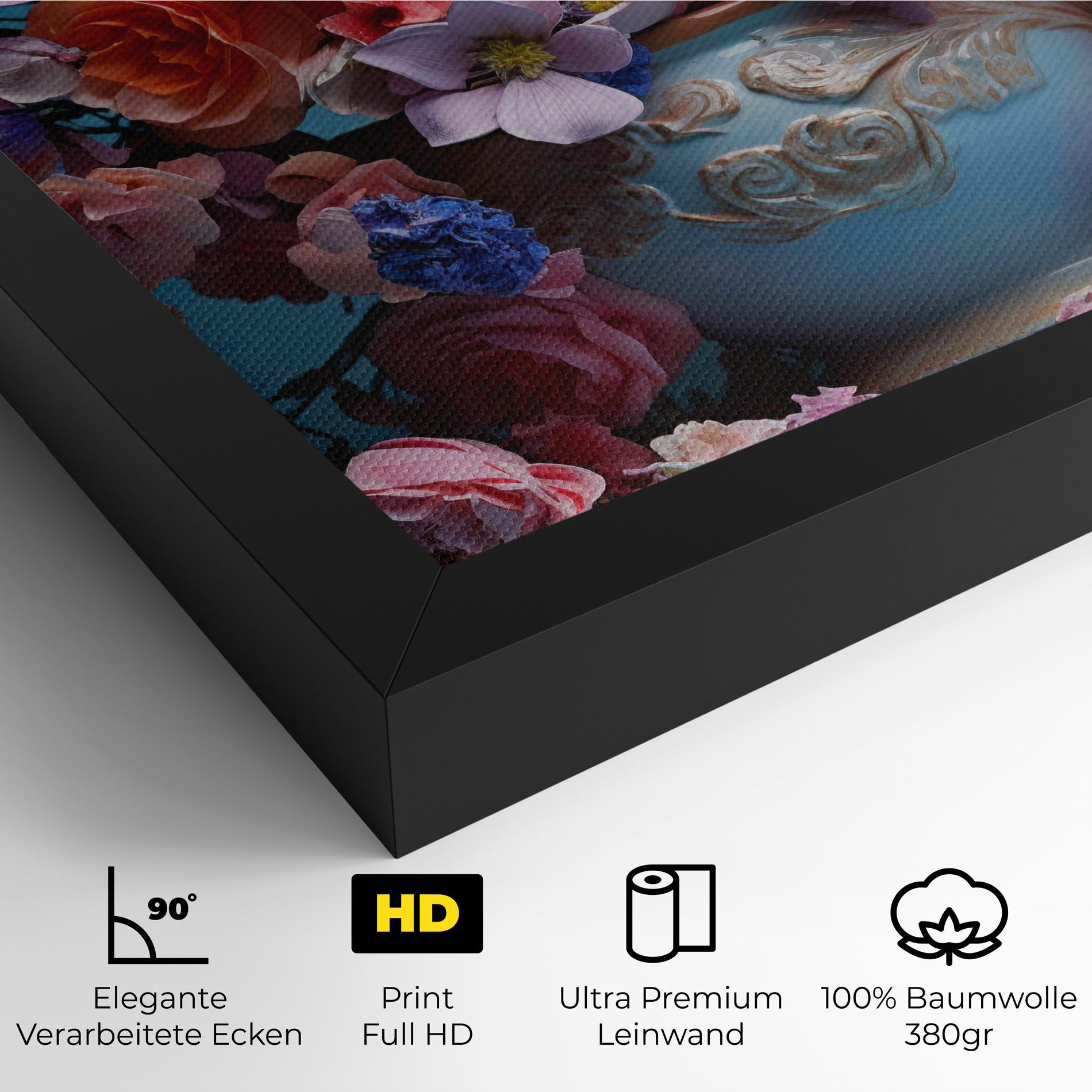 Leinwandbild Blue Vase Flowers mockup 4