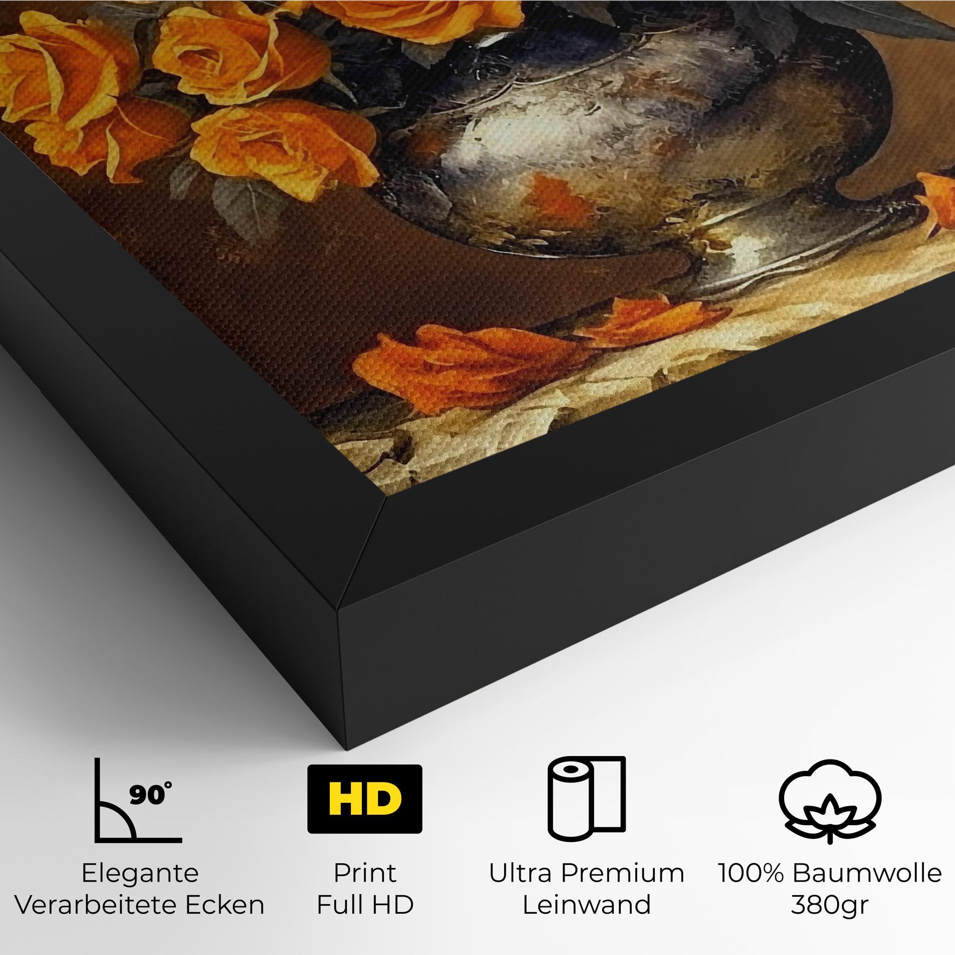 Leinwandbild Orange Rose Vase mockup 4