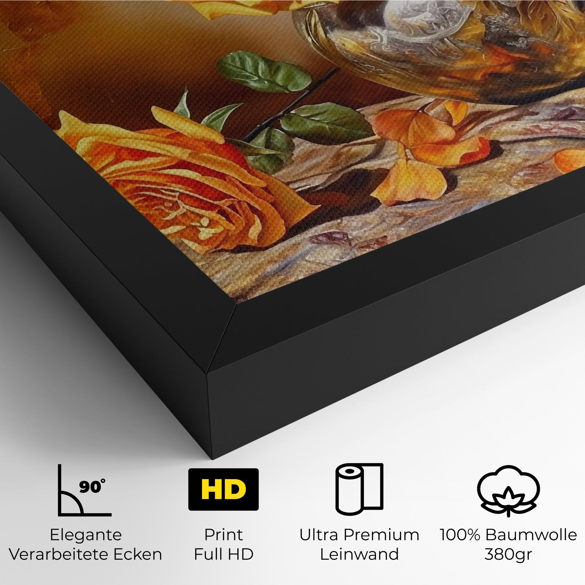 Leinwandbild Orange Roses Vase mockup 4