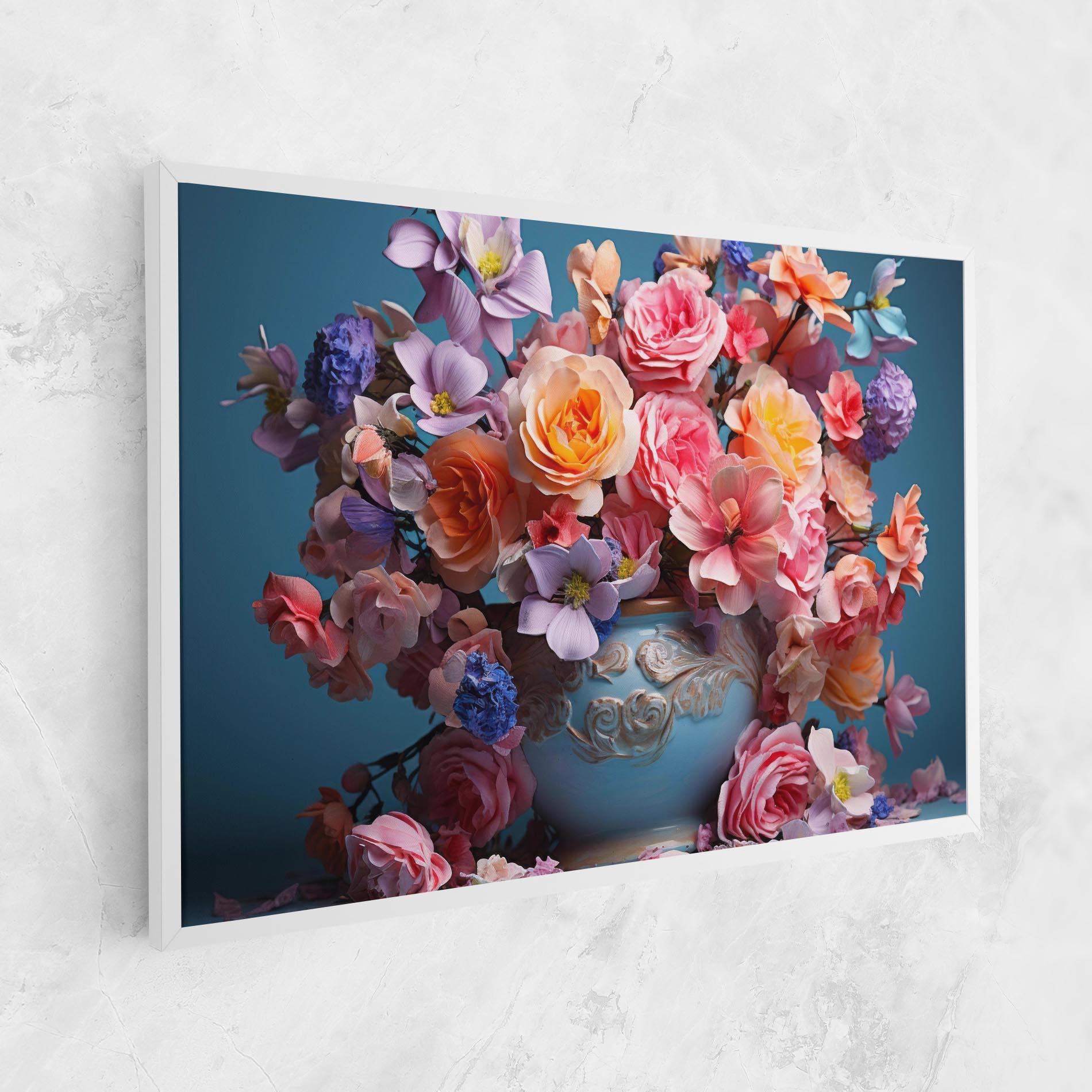 Leinwandbild Blue Vase Flowers mockup 1