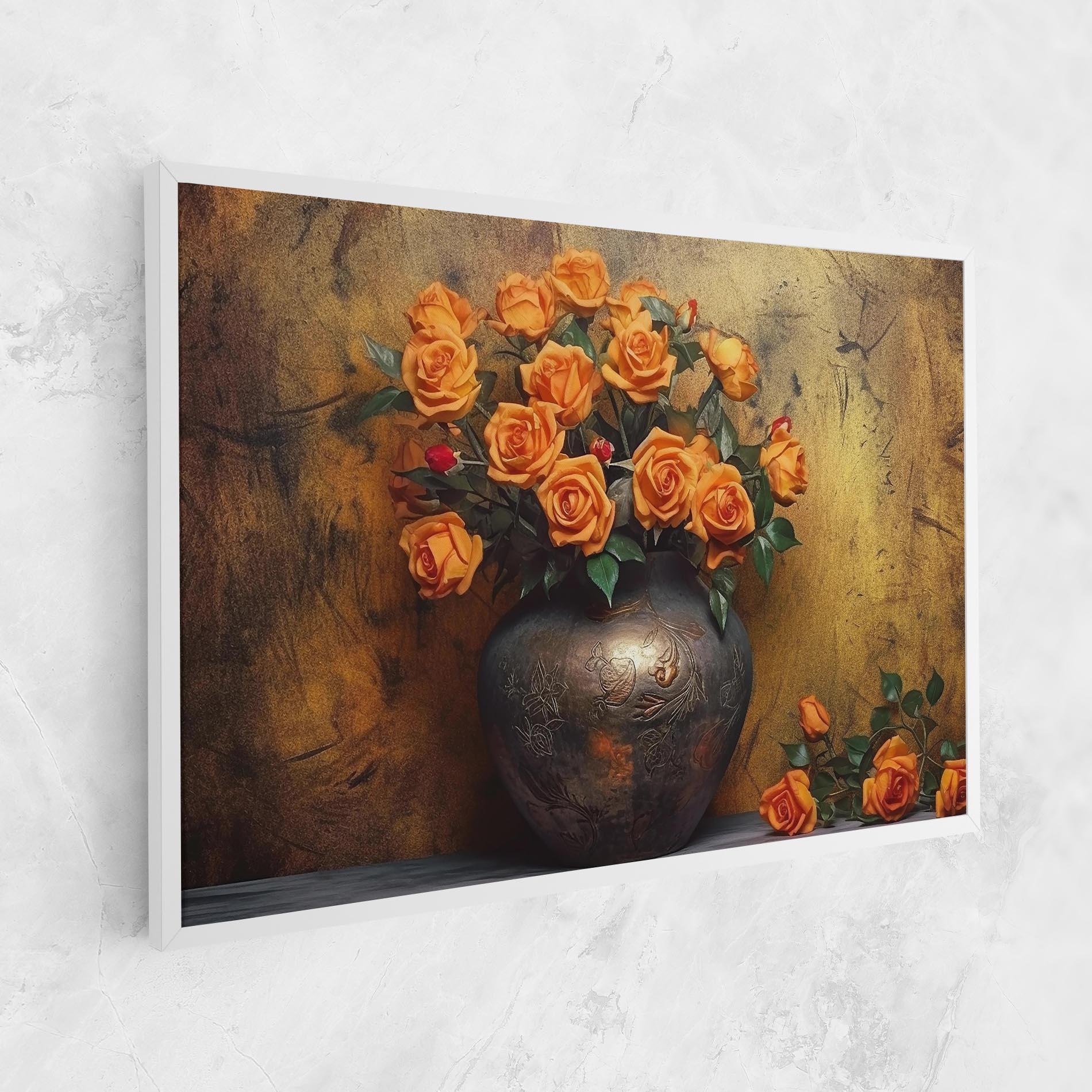 Leinwandbild Orange Vintage Vase mockup 1