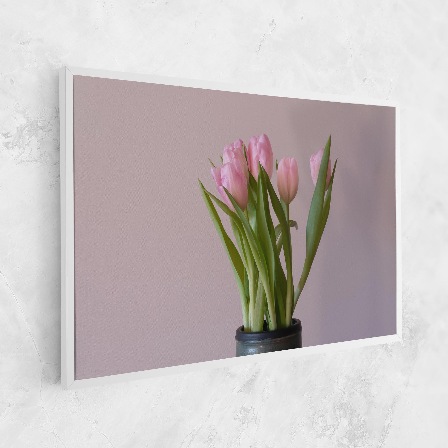 Leinwandbild Pink Tulips Vase mockup 1