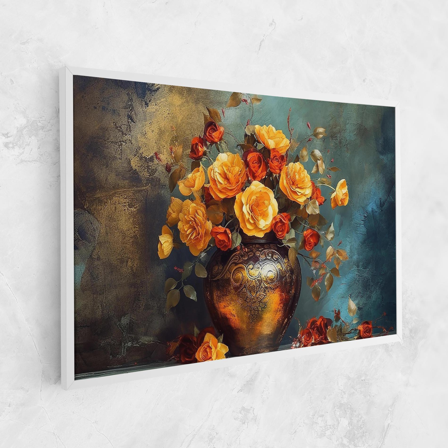Leinwandbild Red Orange Flower Vase mockup 1