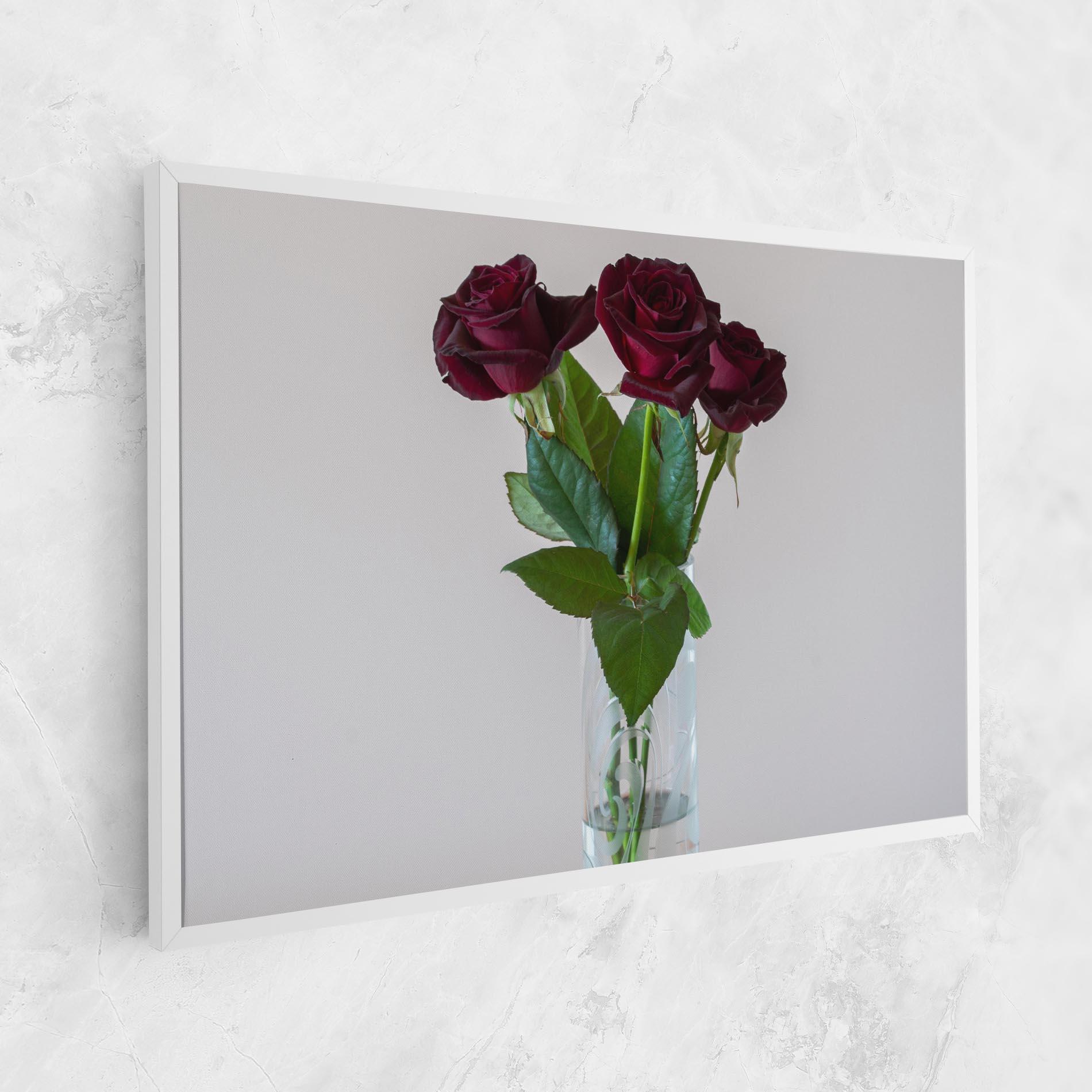 Leinwandbild Red Roses Vase mockup 1