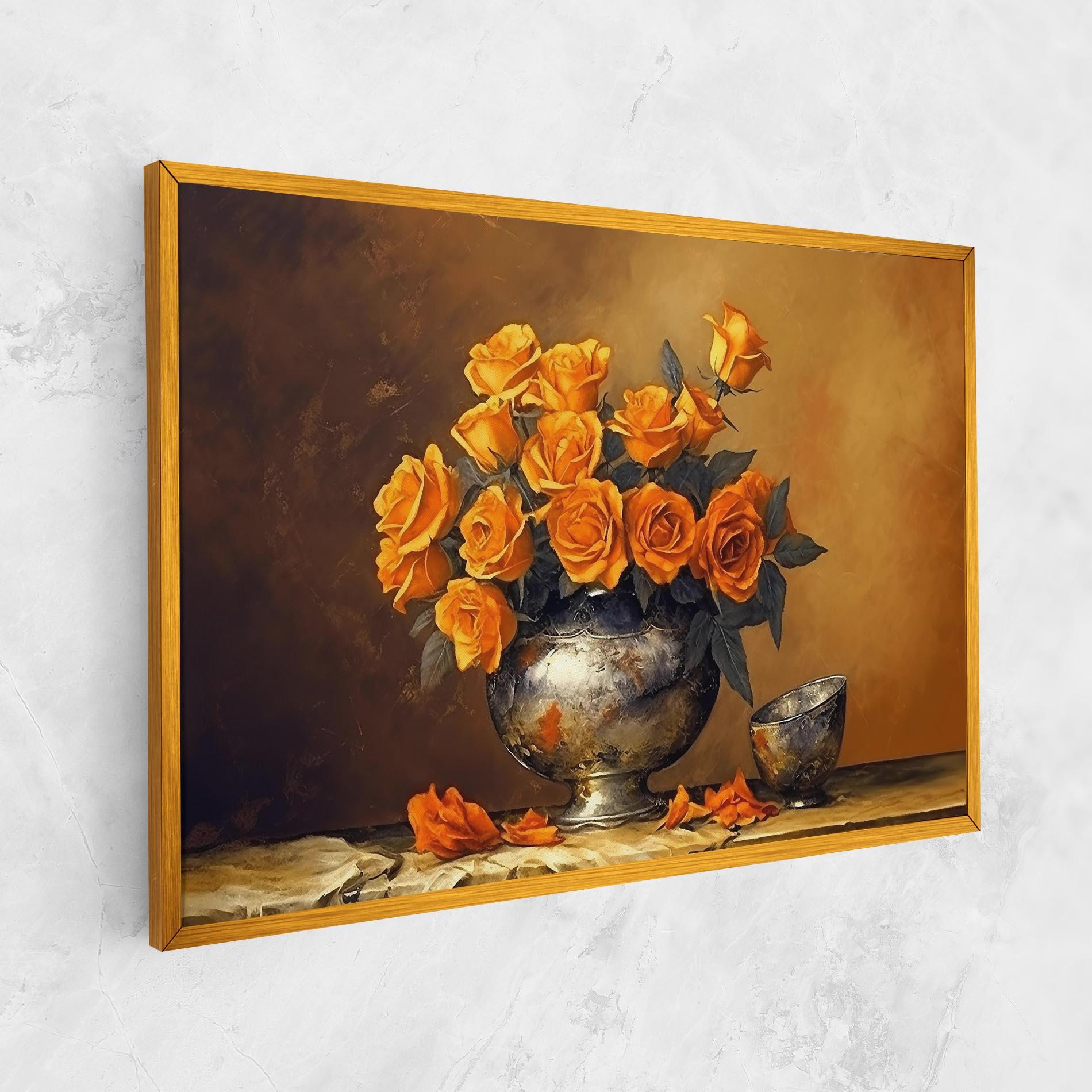 Leinwandbild Orange Rose Vase mockup 1