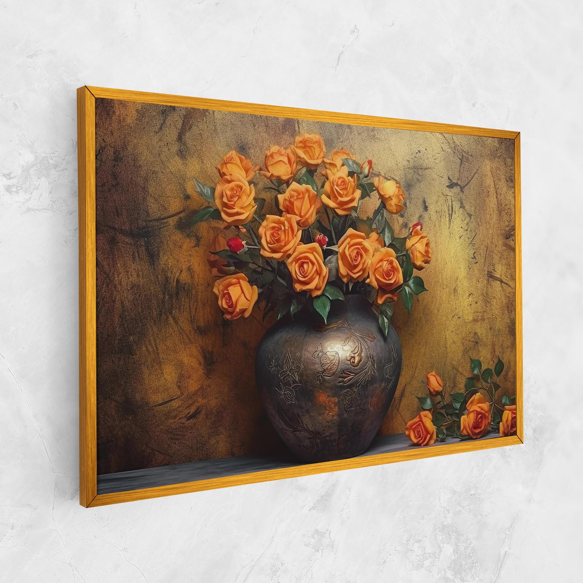 Leinwandbild Orange Vintage Vase mockup 1