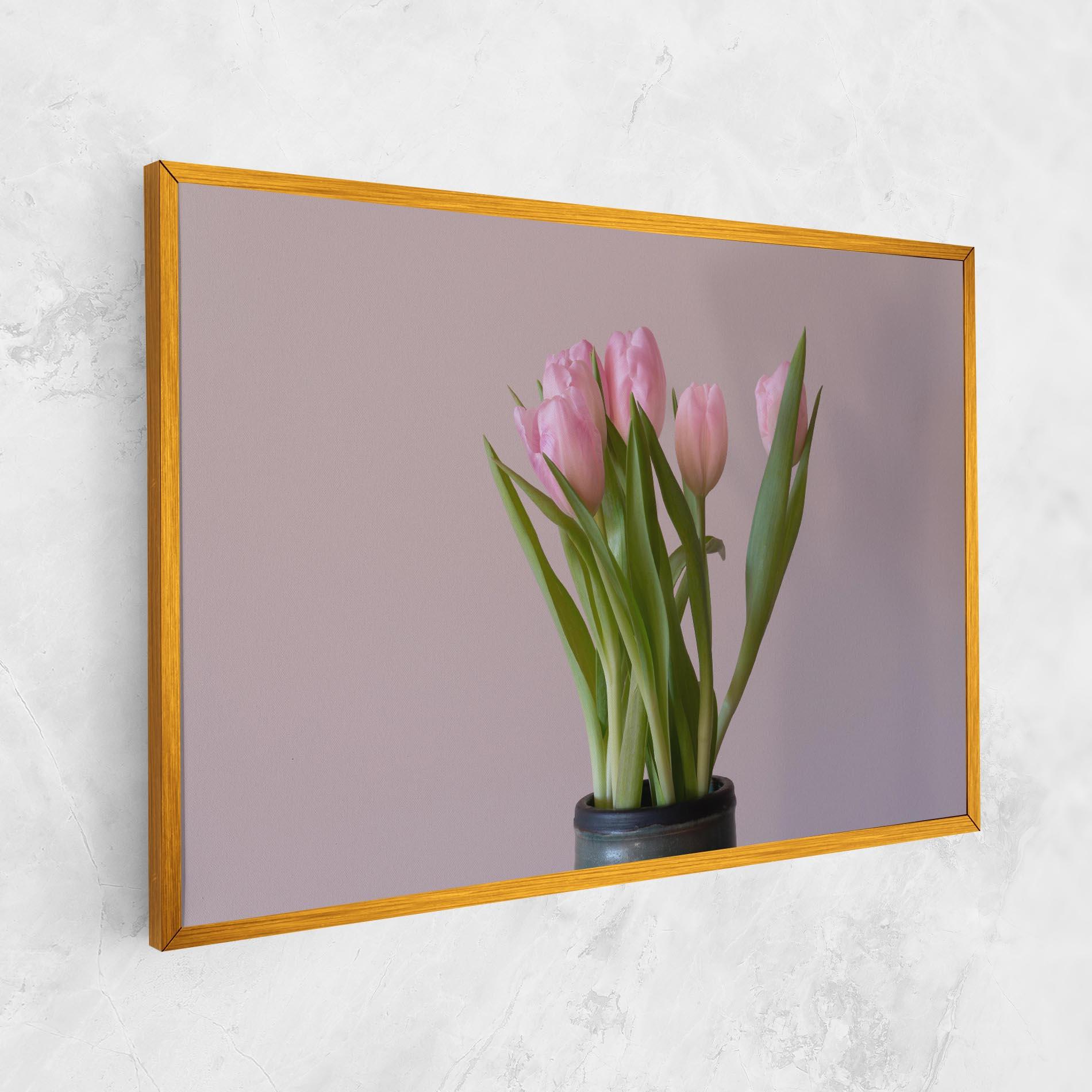 Leinwandbild Pink Tulips Vase mockup 1