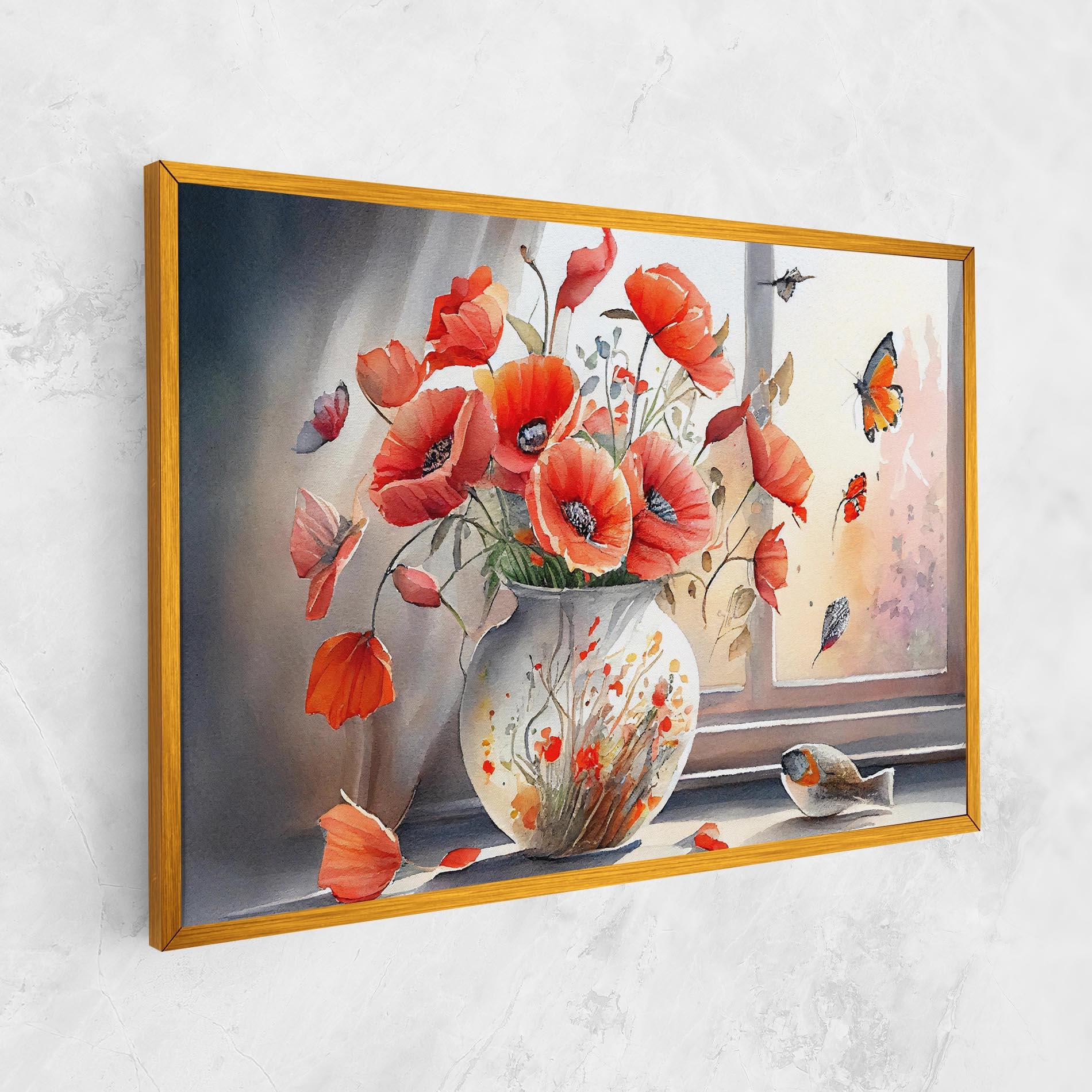 Leinwandbild Poppies Vase mockup 1