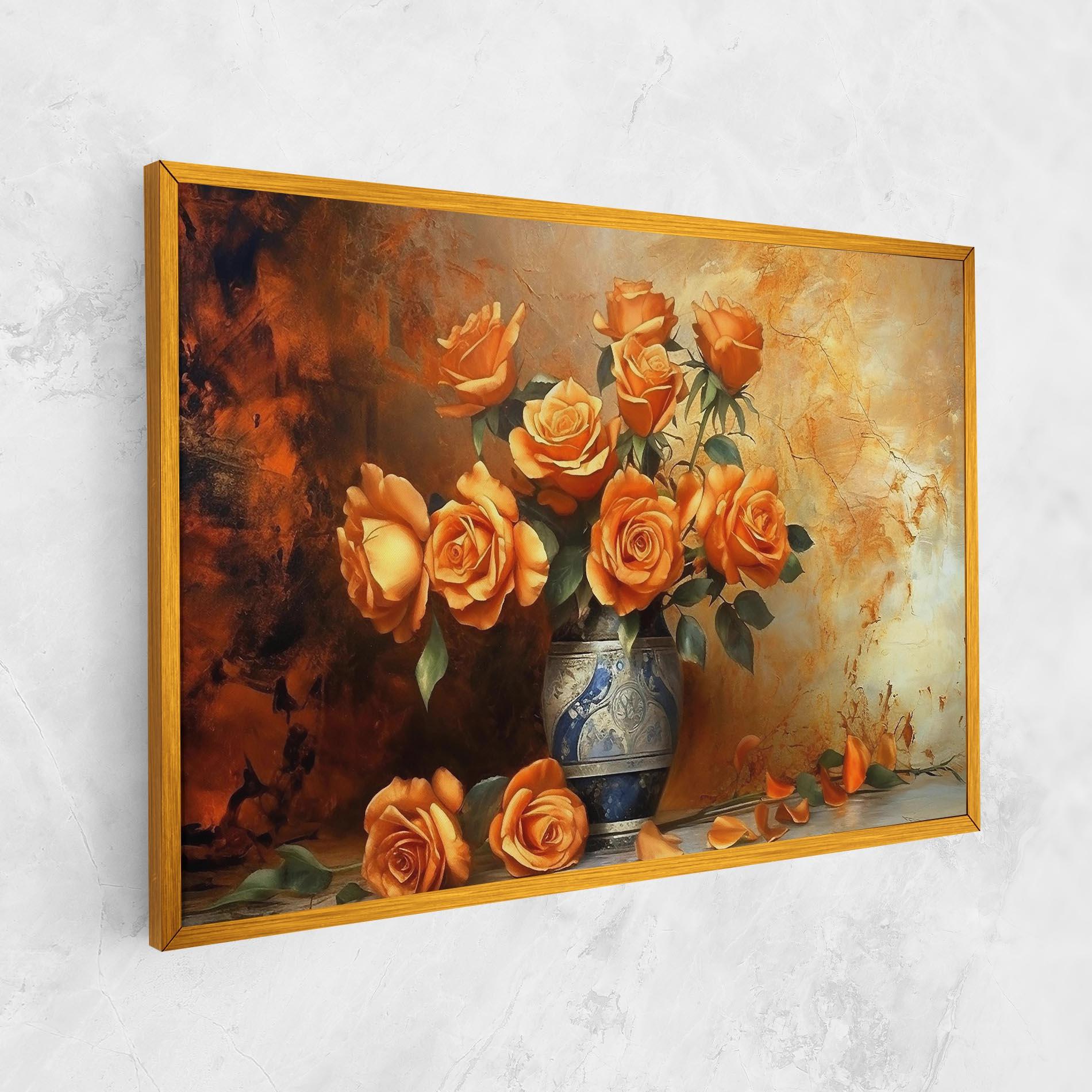Leinwandbild Pretty Orange Rose Vase mockup 1