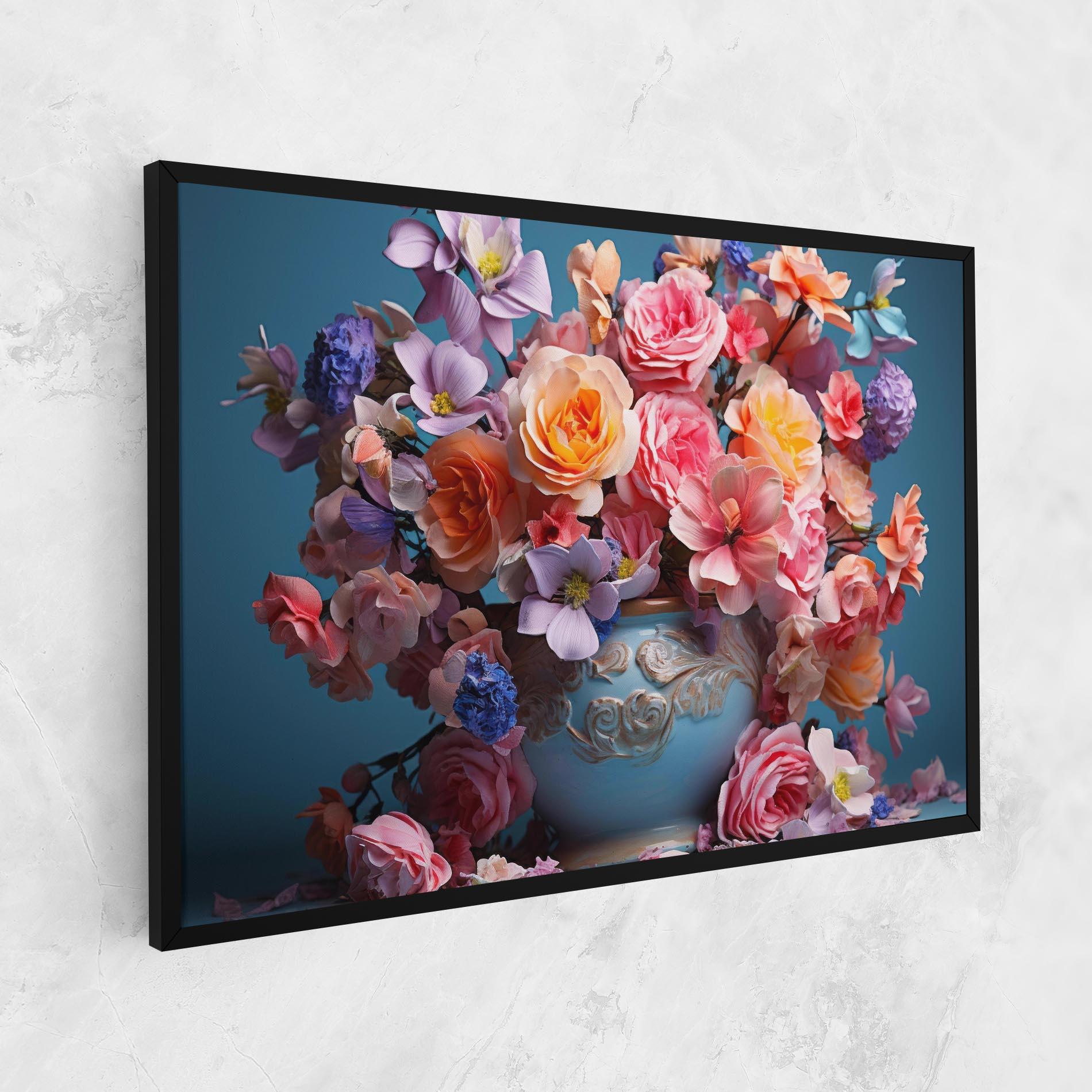 Leinwandbild Blue Vase Flowers mockup 1