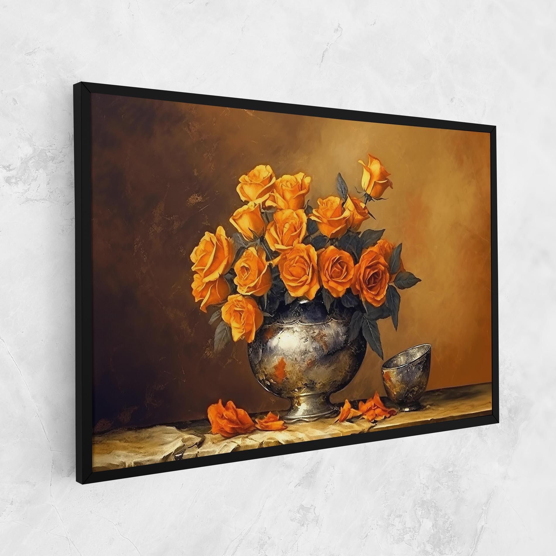 Leinwandbild Orange Rose Vase mockup 1