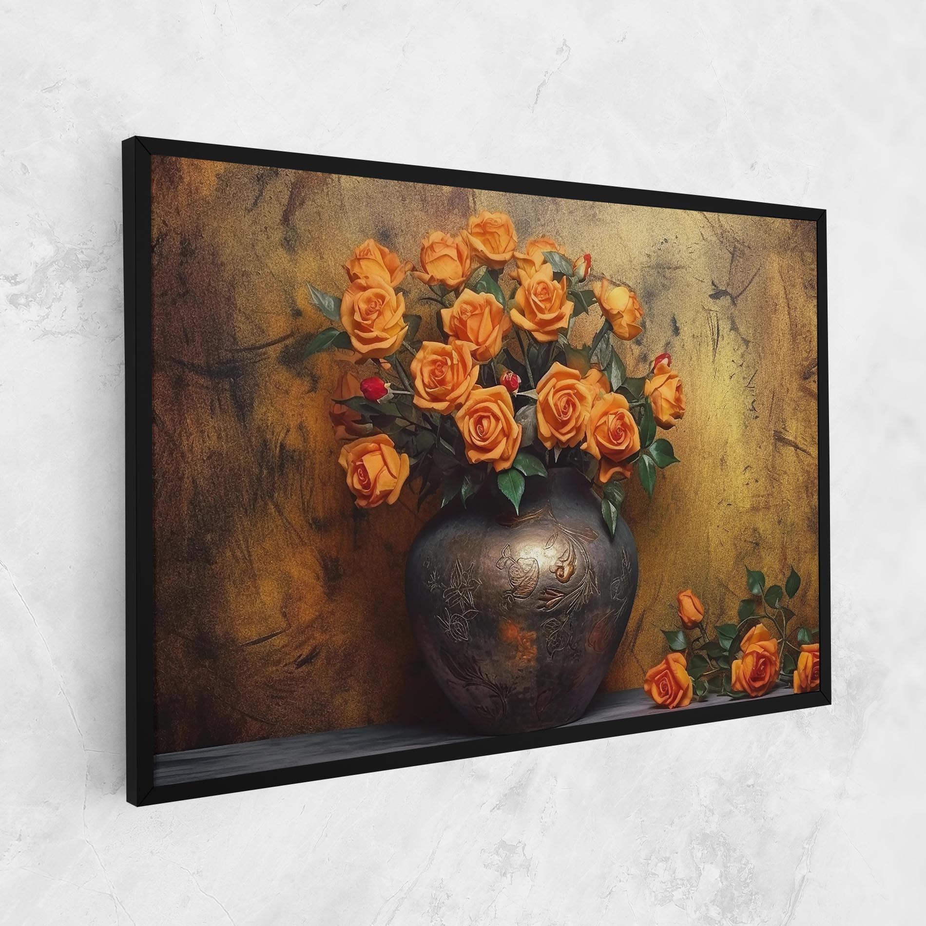 Leinwandbild Orange Vintage Vase mockup 1