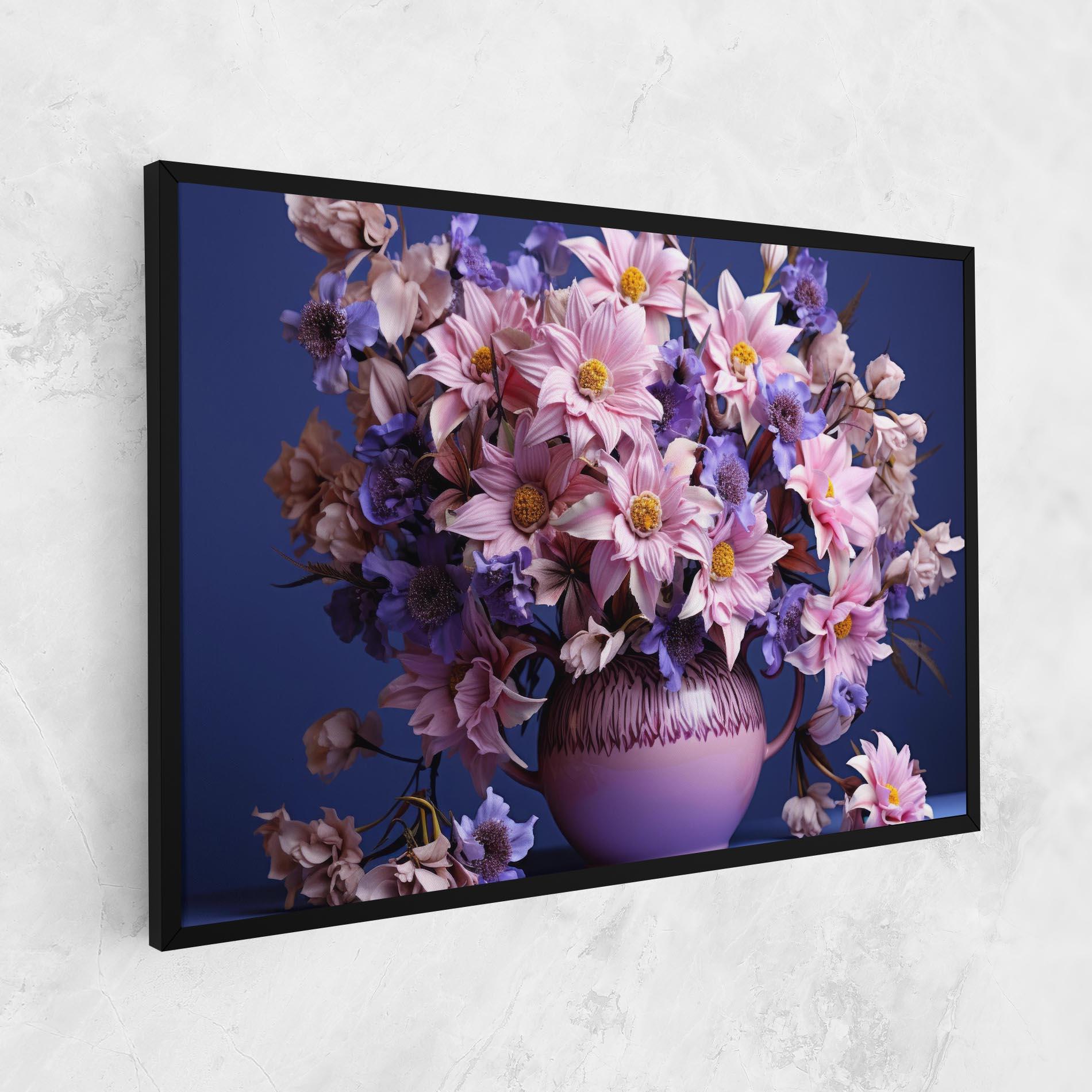 Leinwandbild Purple Vase Flowers mockup 1