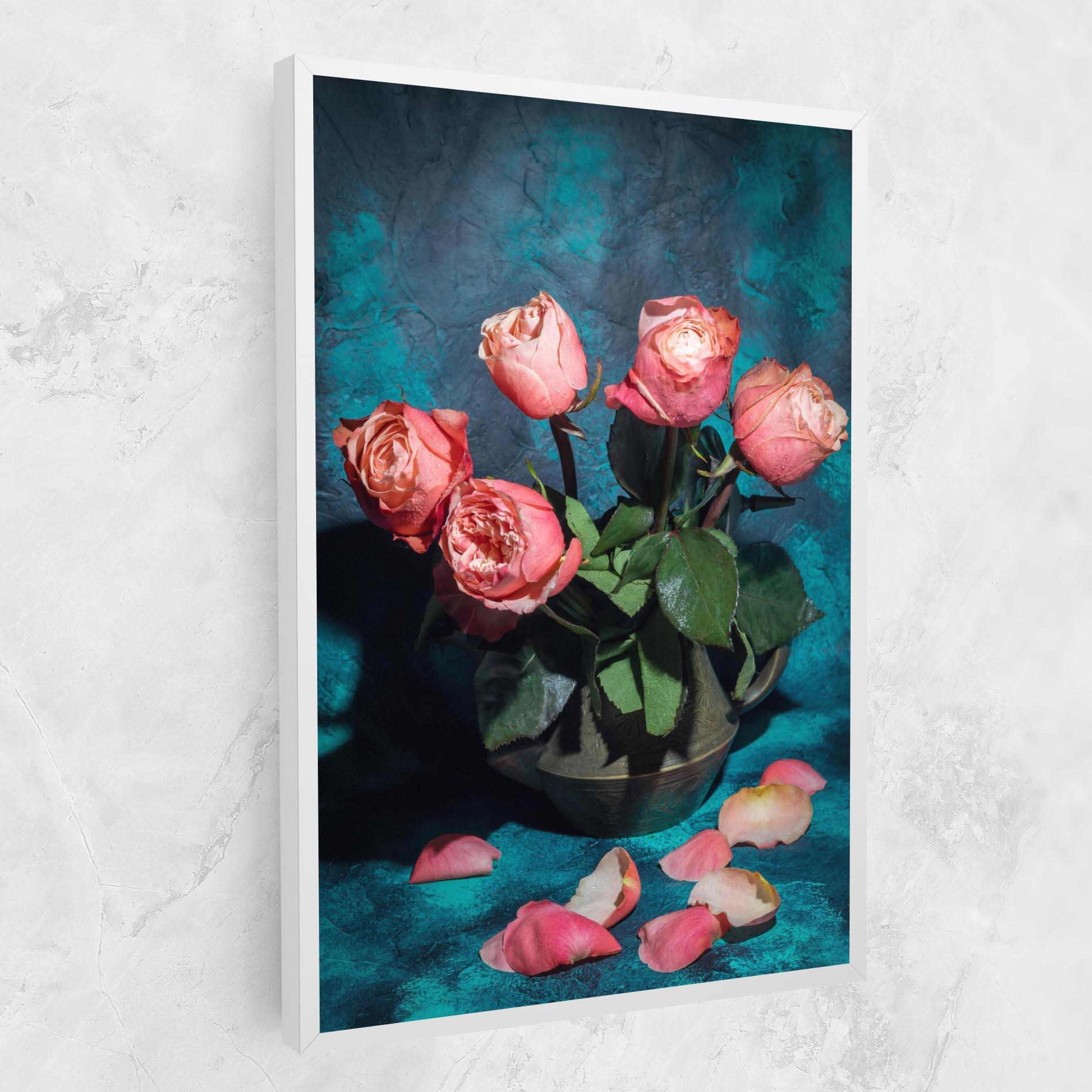 Leinwandbild Bouquet Roses Vase mockup 1
