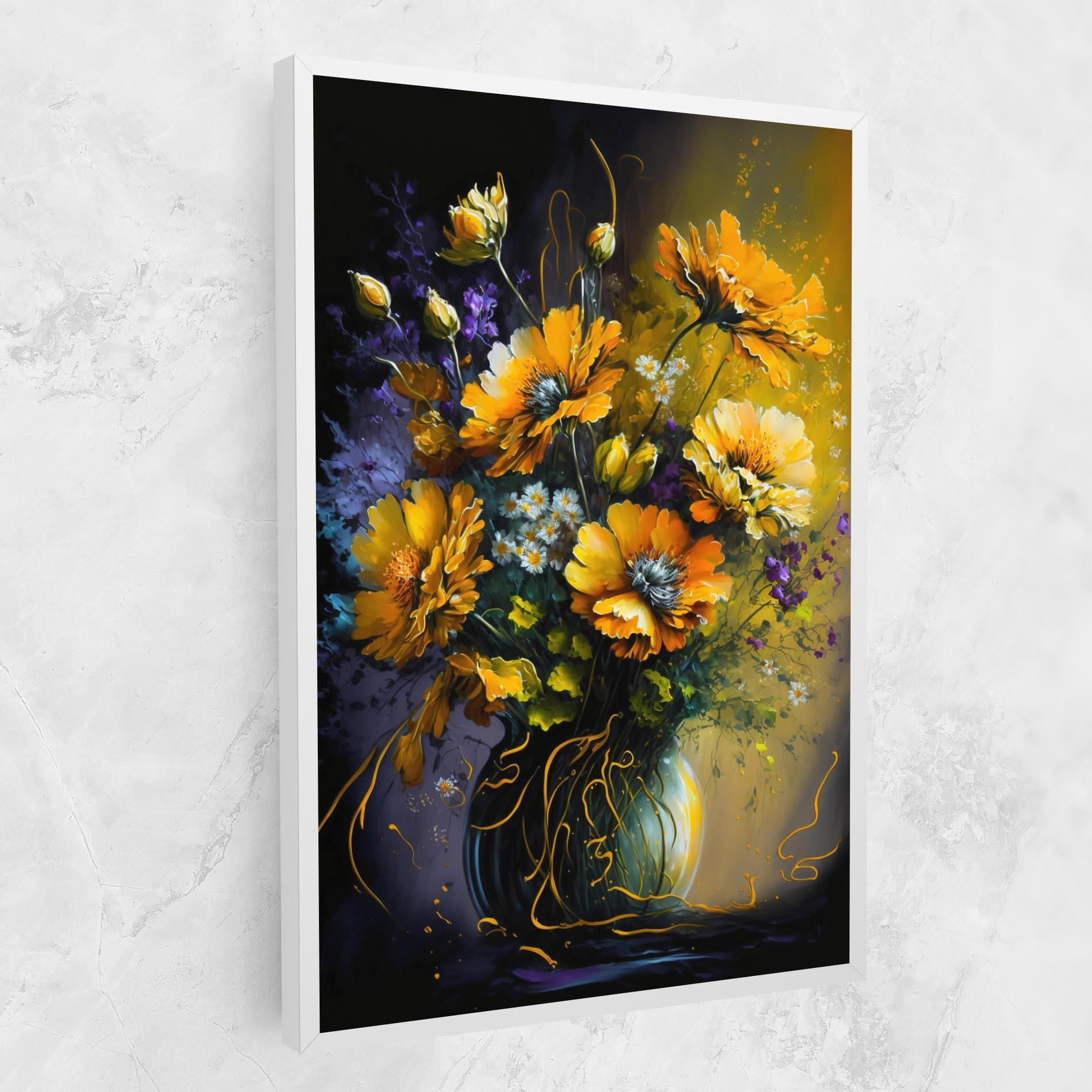 Leinwandbild Yellow Flower Art Vase mockup 1
