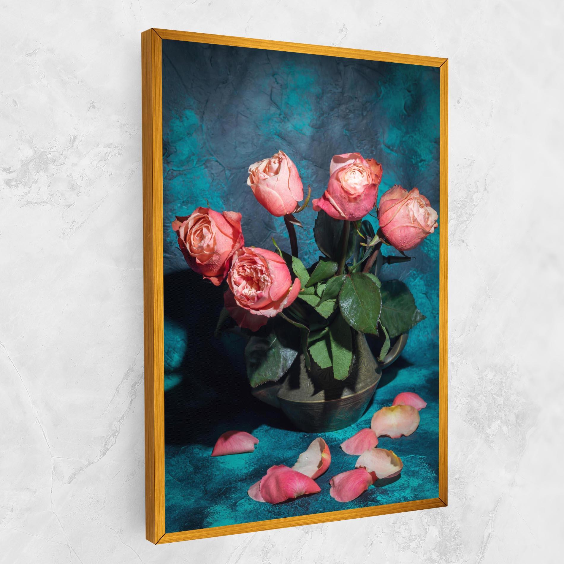 Leinwandbild Bouquet Roses Vase mockup 1