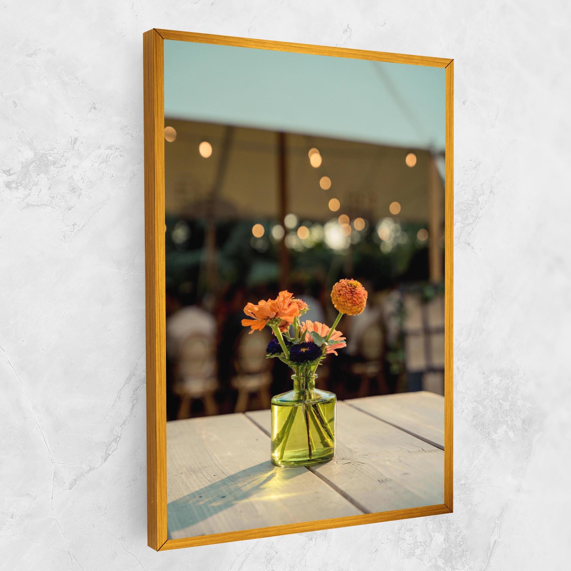 Leinwandbild Orange Flowers Vase mockup 1