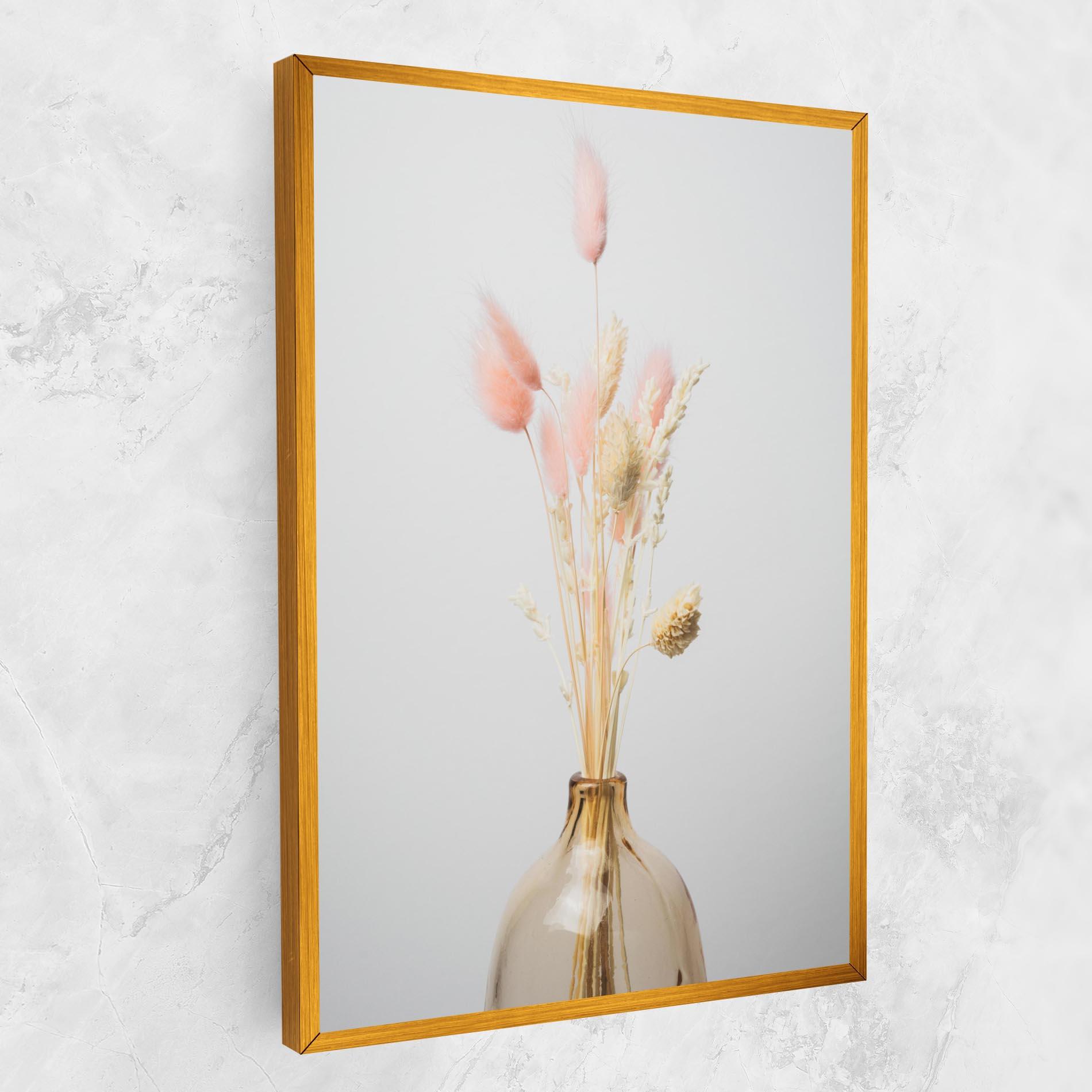 Leinwandbild Pink Cream Flower Vase mockup 1