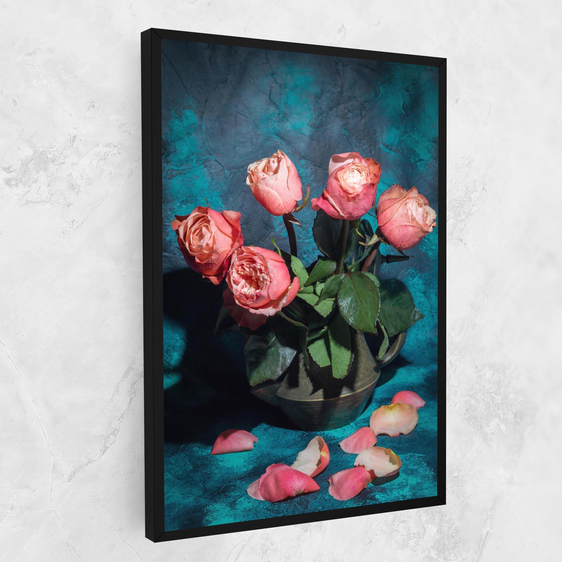 Leinwandbild Bouquet Roses Vase mockup 1
