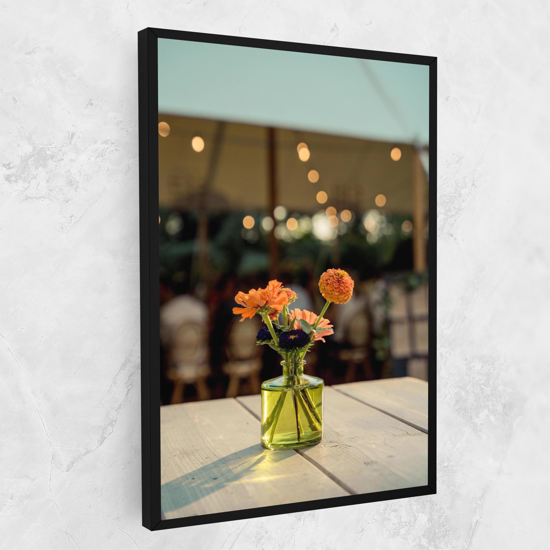 Leinwandbild Orange Flowers Vase mockup 1