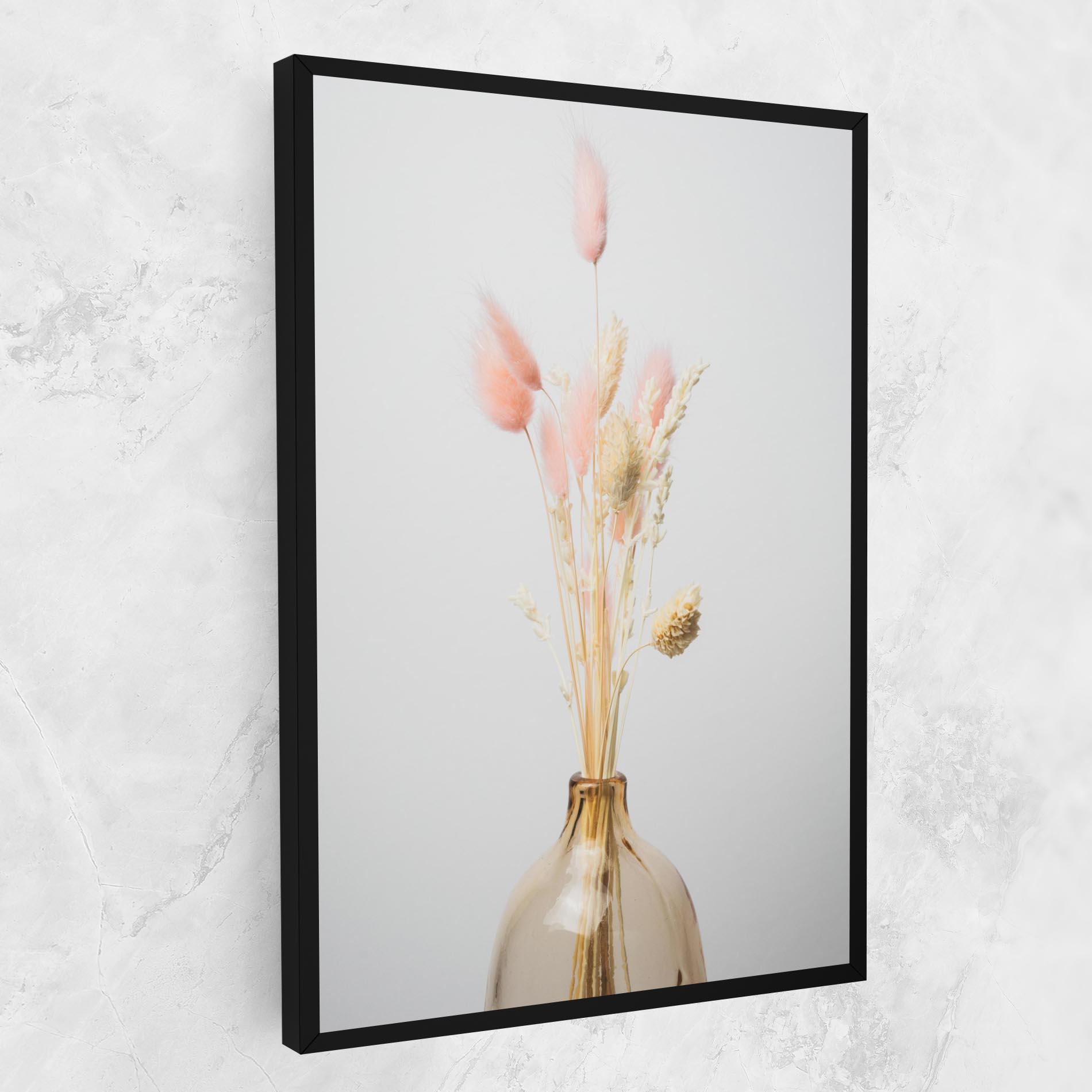 Leinwandbild Pink Cream Flower Vase mockup 1