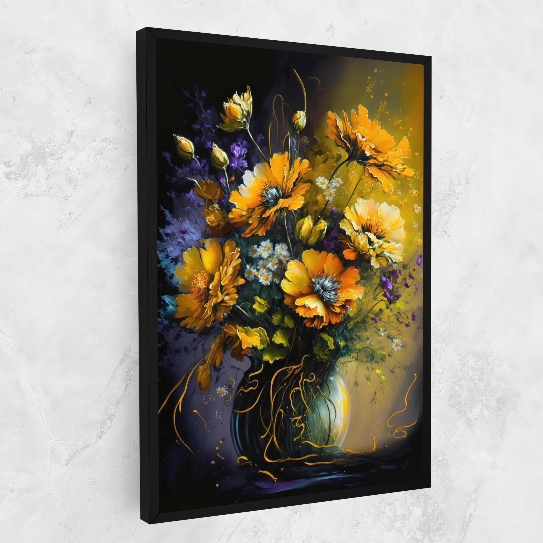 Leinwandbild Yellow Flower Art Vase mockup 1